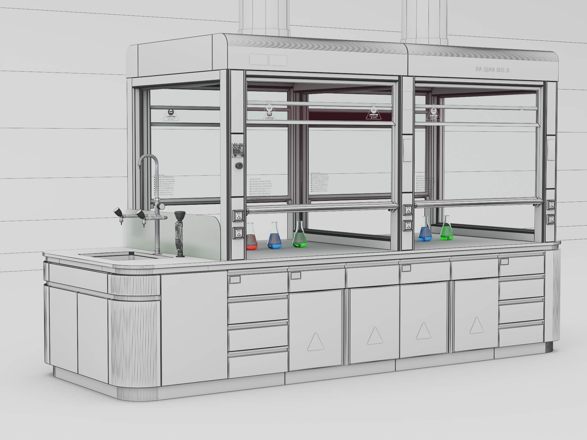 Laboratory Fume Hood Workstation 3D Model