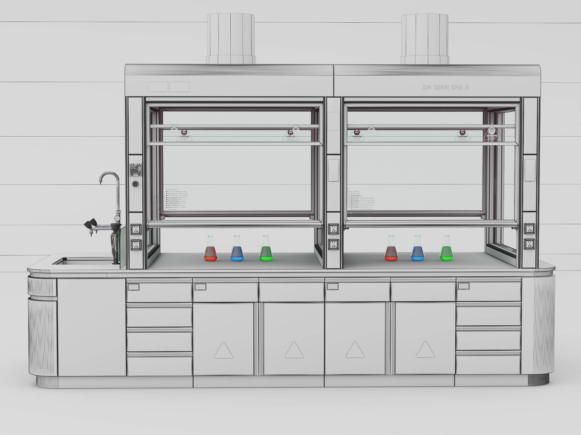 Laboratory Fume Hood Workstation 3D Model