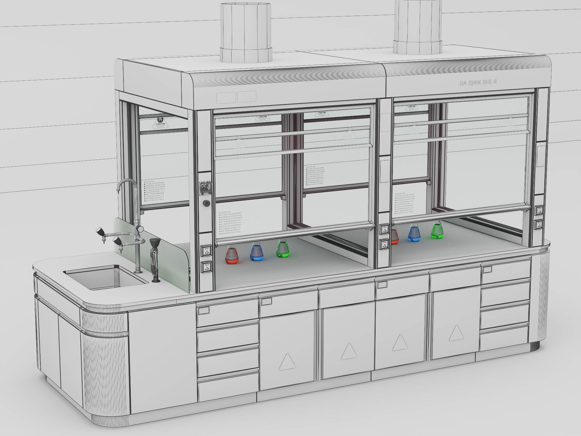 Laboratory Fume Hood Workstation 3D Model
