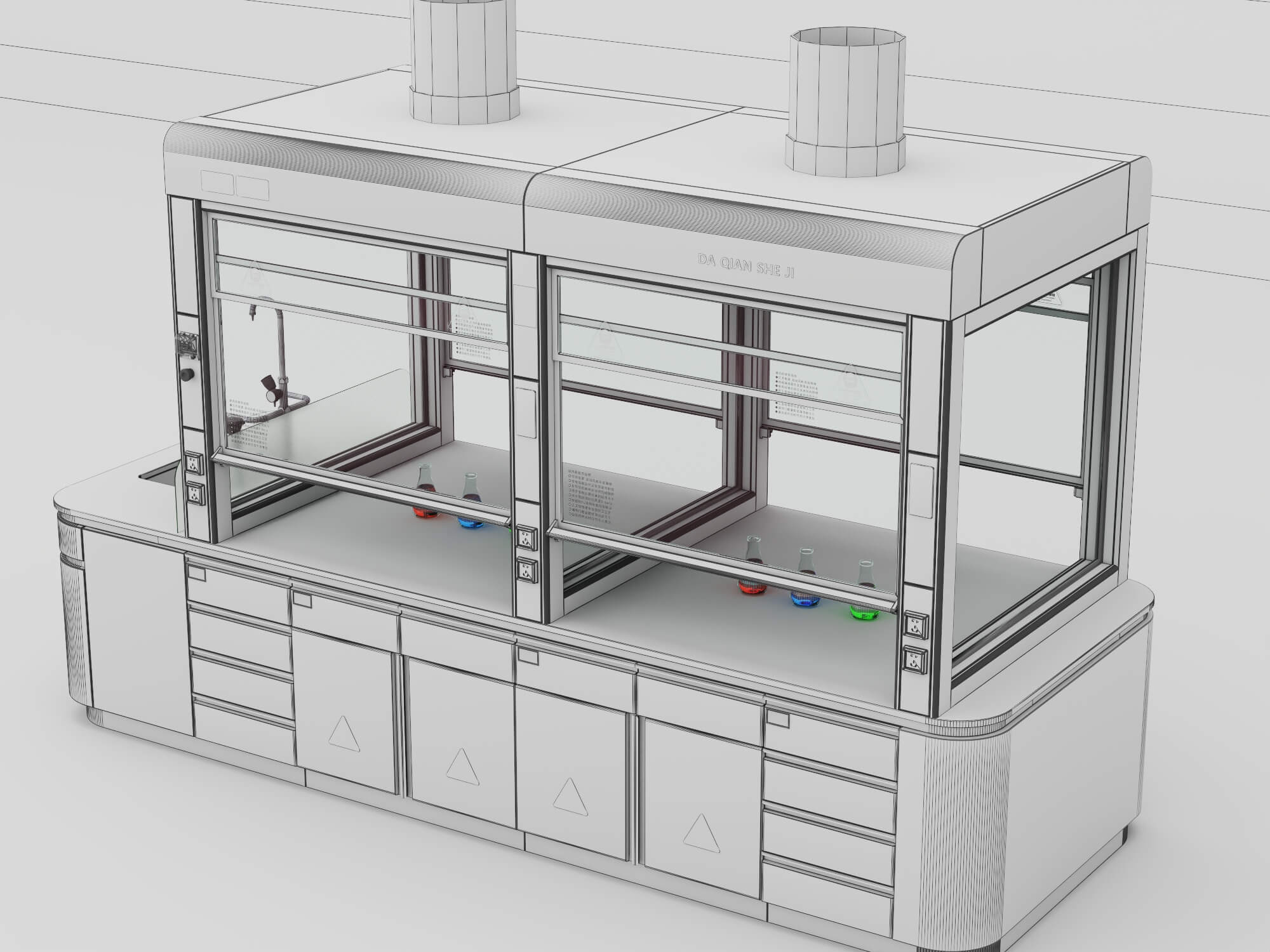 Laboratory Fume Hood Workstation 3D Model