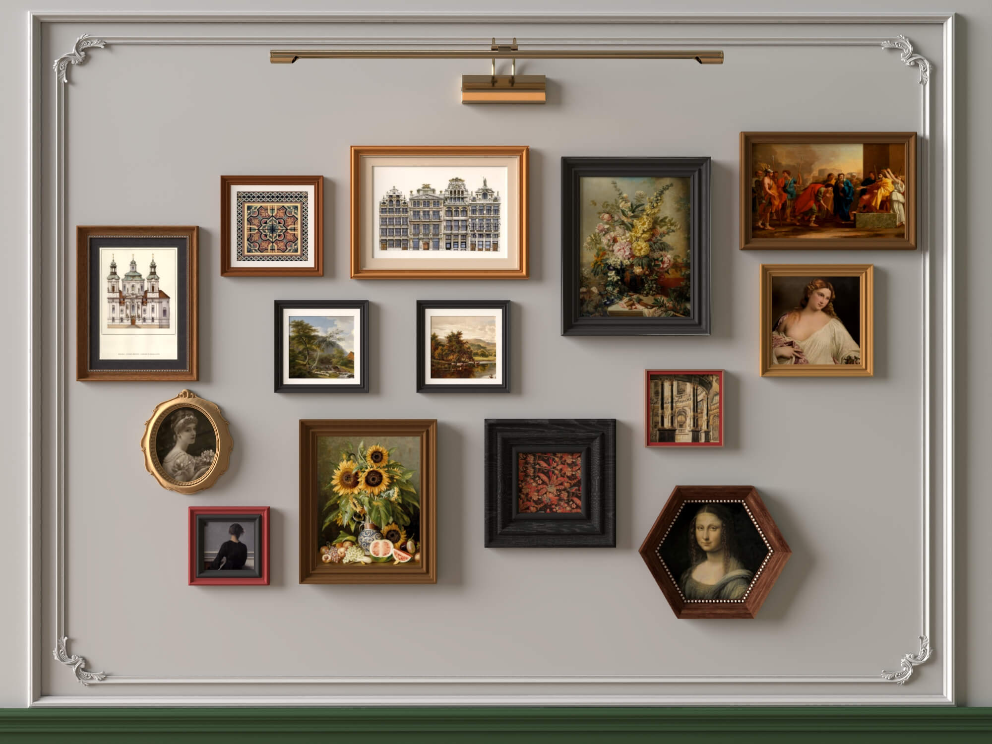 Classic Painting Gallery Wall 3D Asset 3D Model