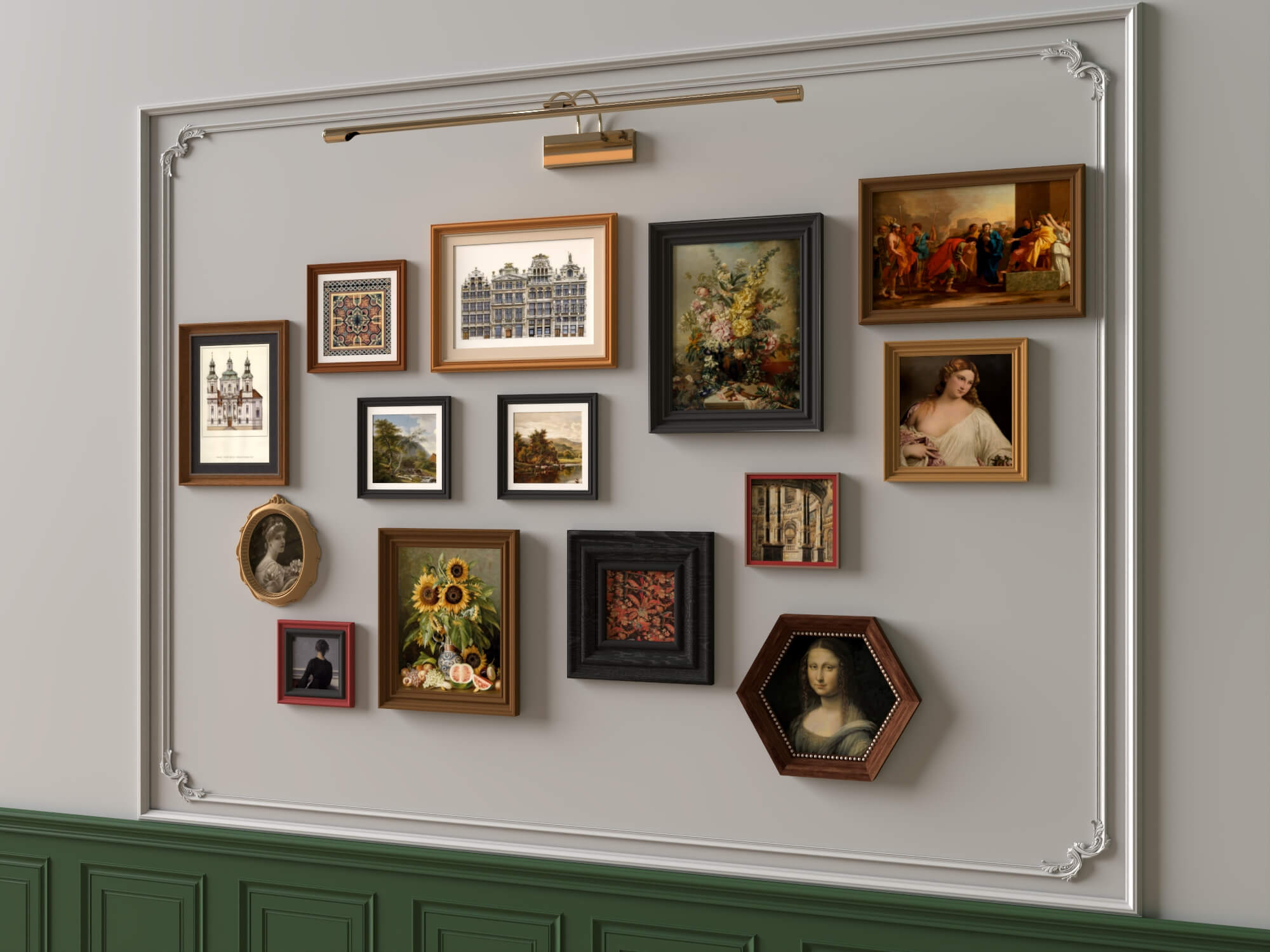 Classic Painting Gallery Wall 3D Asset 3D Model