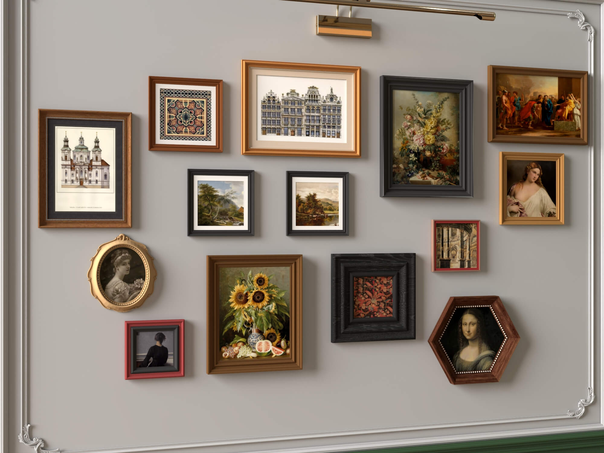 Classic Painting Gallery Wall 3D Asset 3D Model