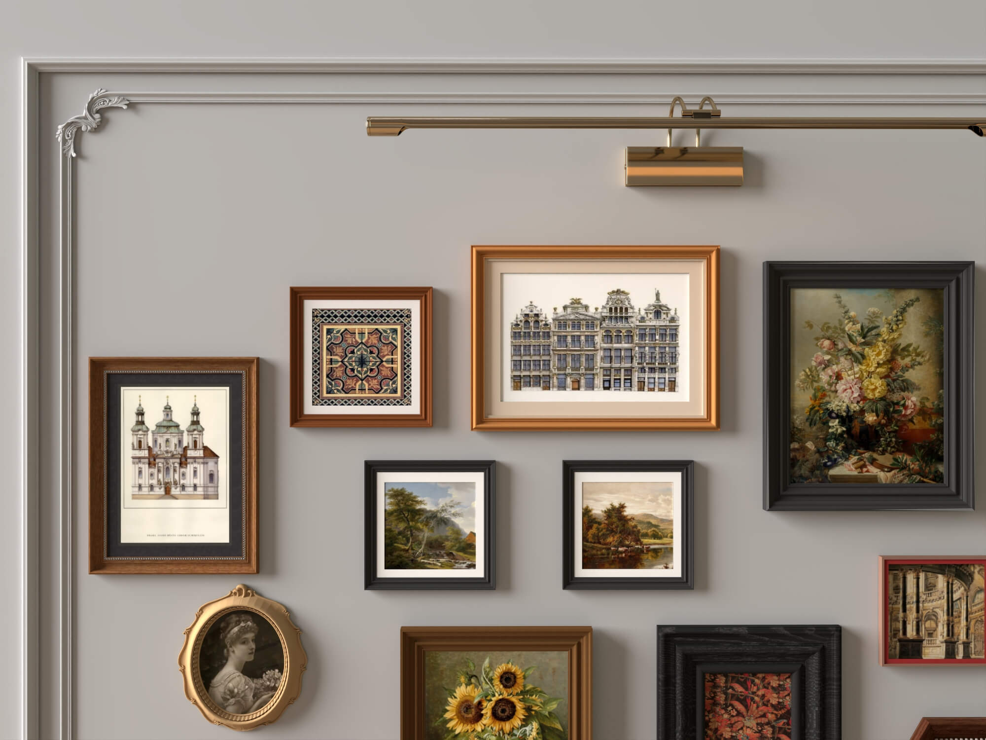 Classic Painting Gallery Wall 3D Asset 3D Model
