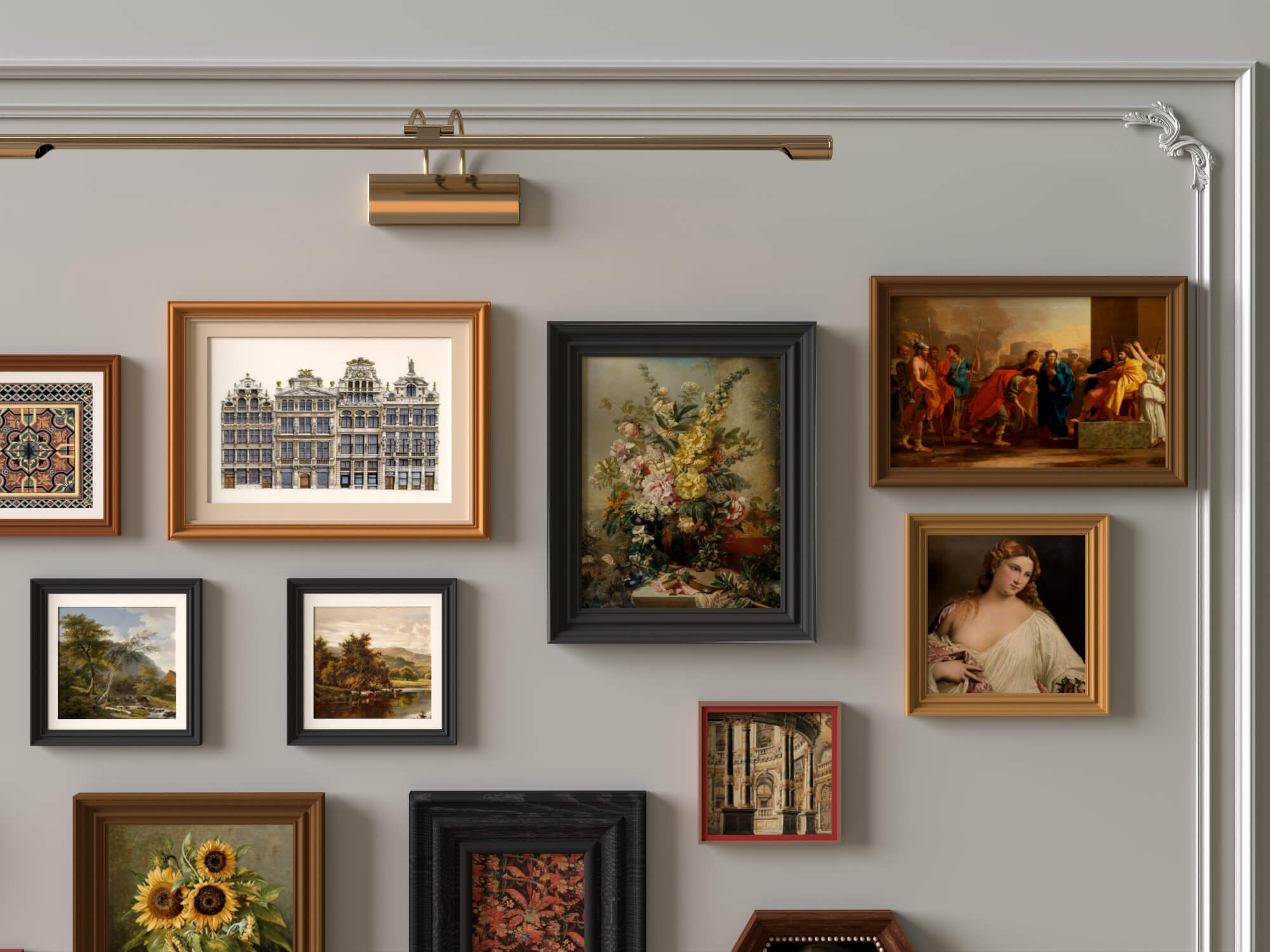 Classic Painting Gallery Wall 3D Asset 3D Model