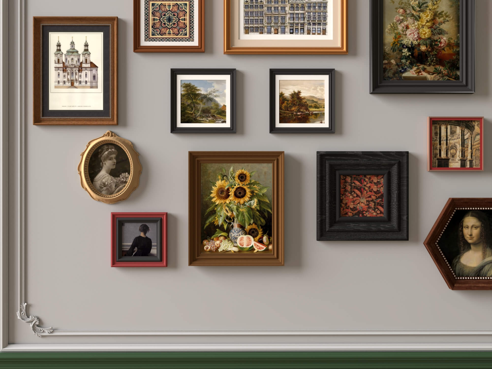 Classic Painting Gallery Wall 3D Asset 3D Model