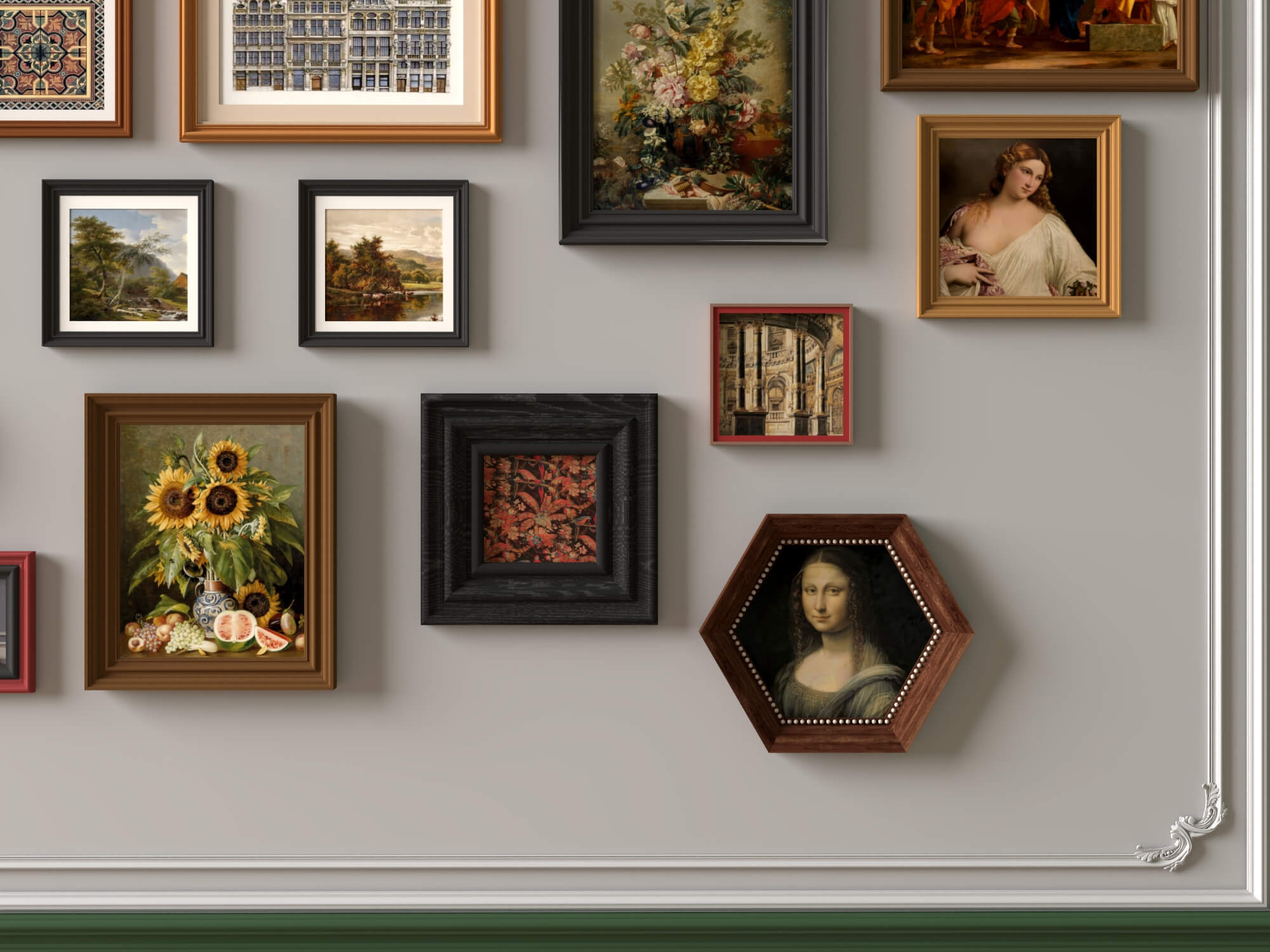 Classic Painting Gallery Wall 3D Asset 3D Model