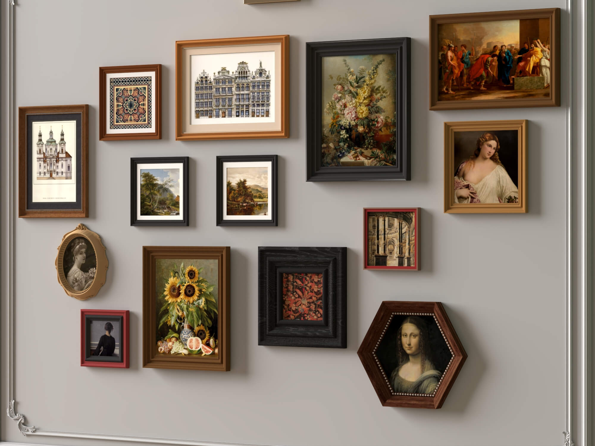 Classic Painting Gallery Wall 3D Asset 3D Model
