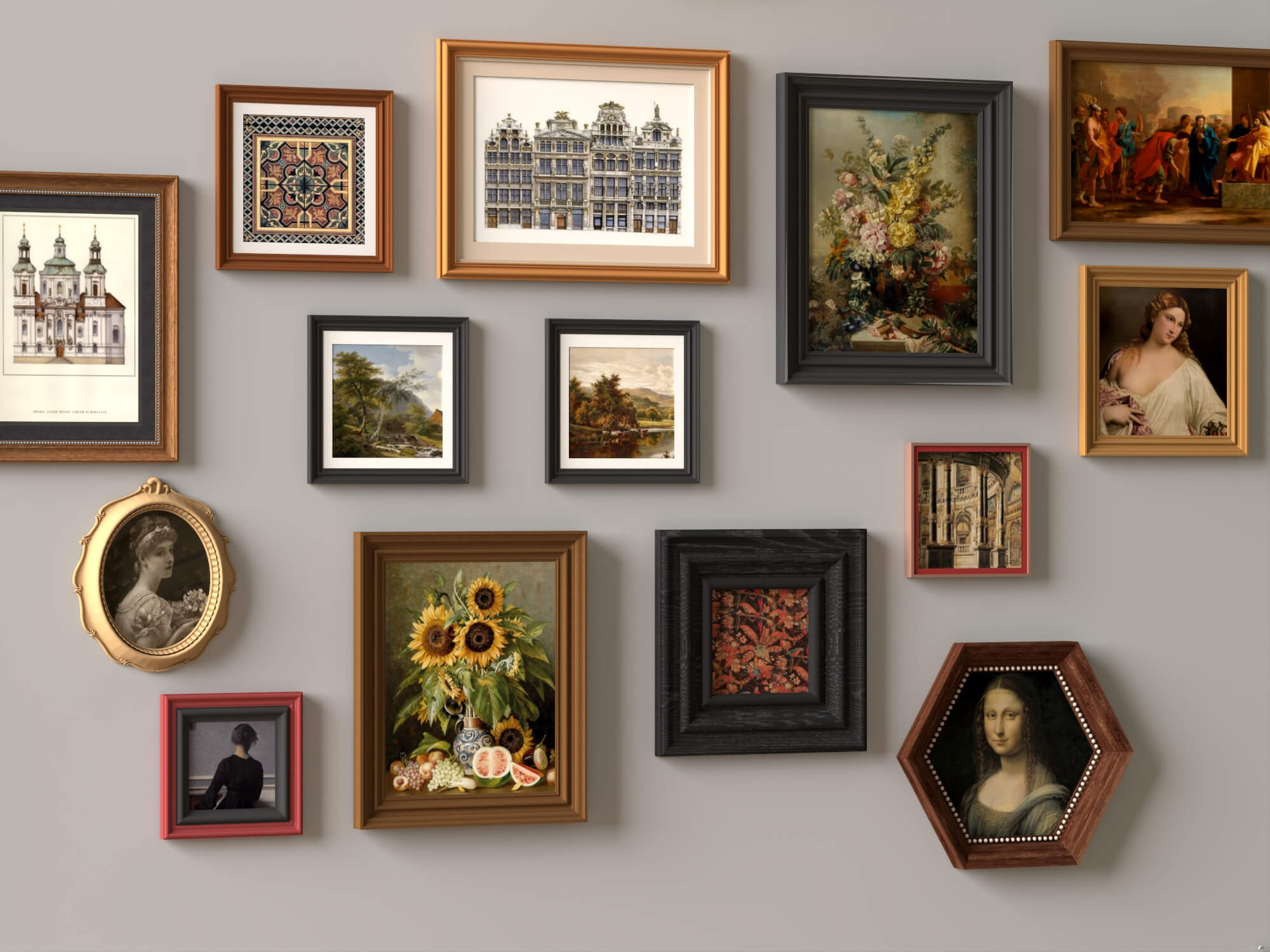 Classic Painting Gallery Wall 3D Asset 3D Model