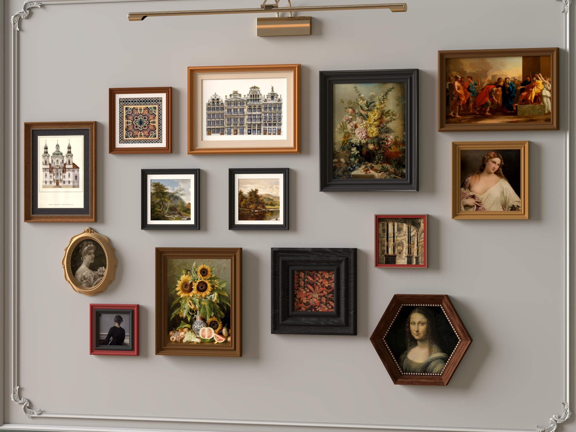 Classic Painting Gallery Wall 3D Asset 3D Model