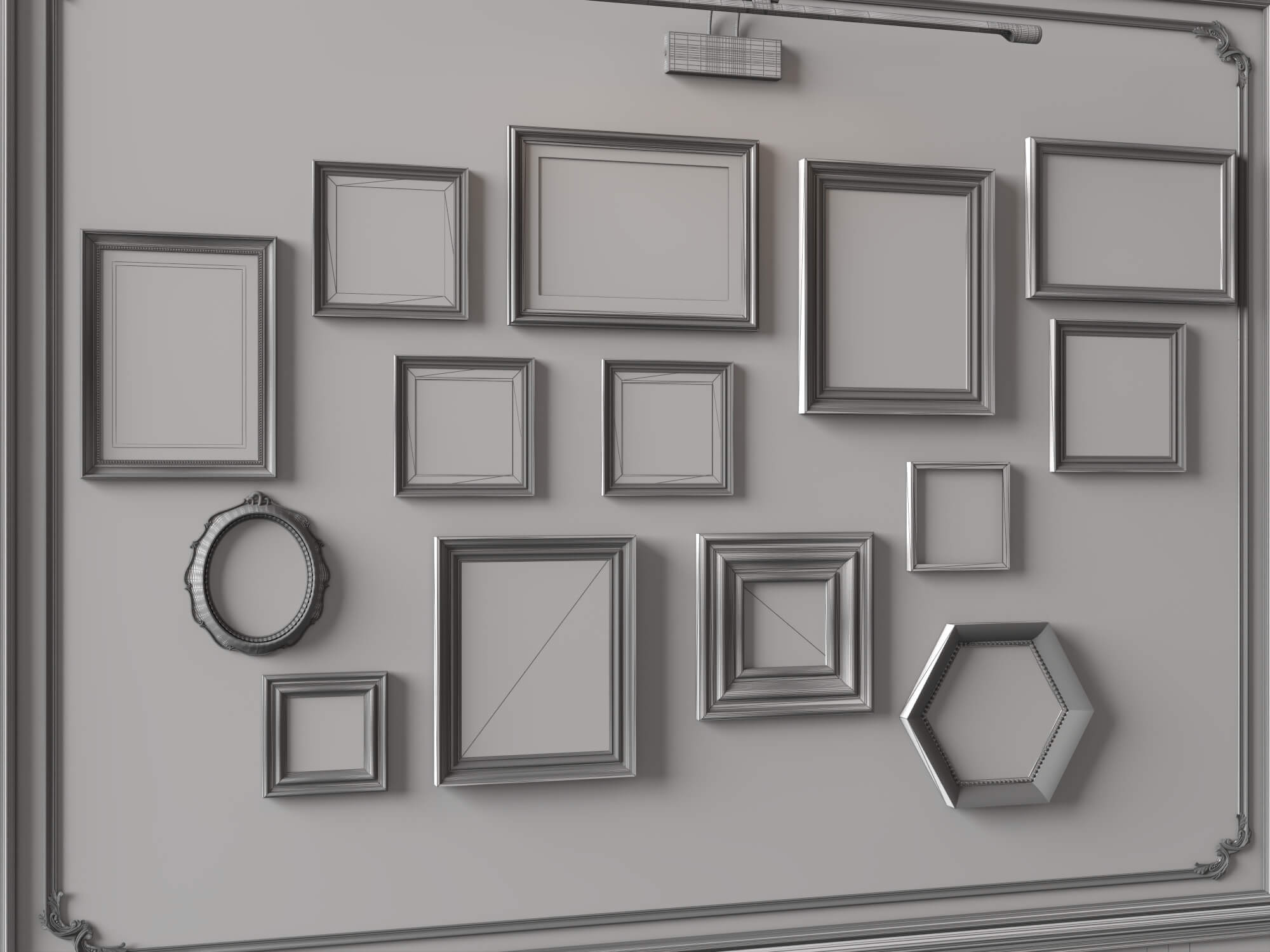 Classic Painting Gallery Wall 3D Asset 3D Model
