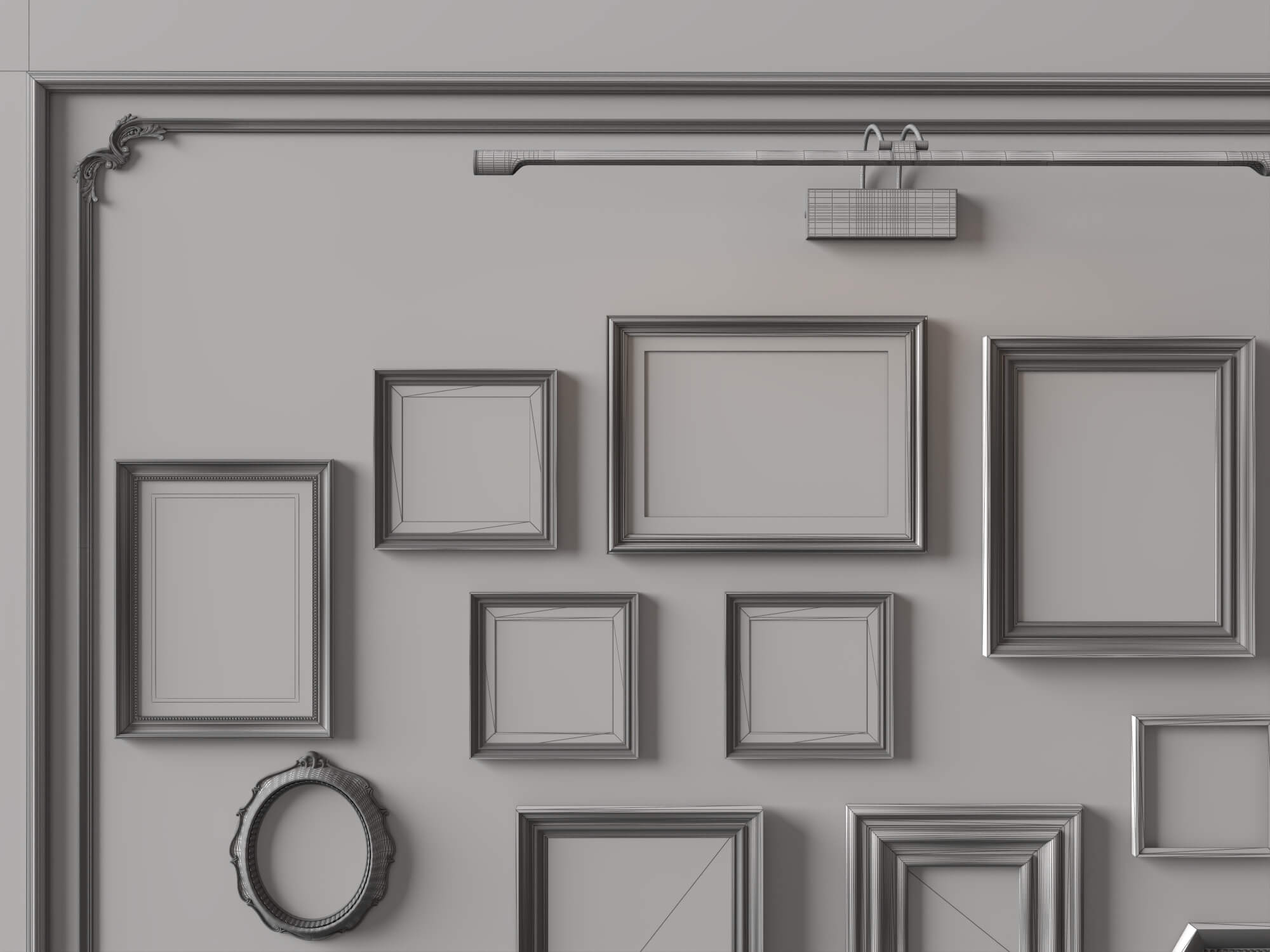 Classic Painting Gallery Wall 3D Asset 3D Model