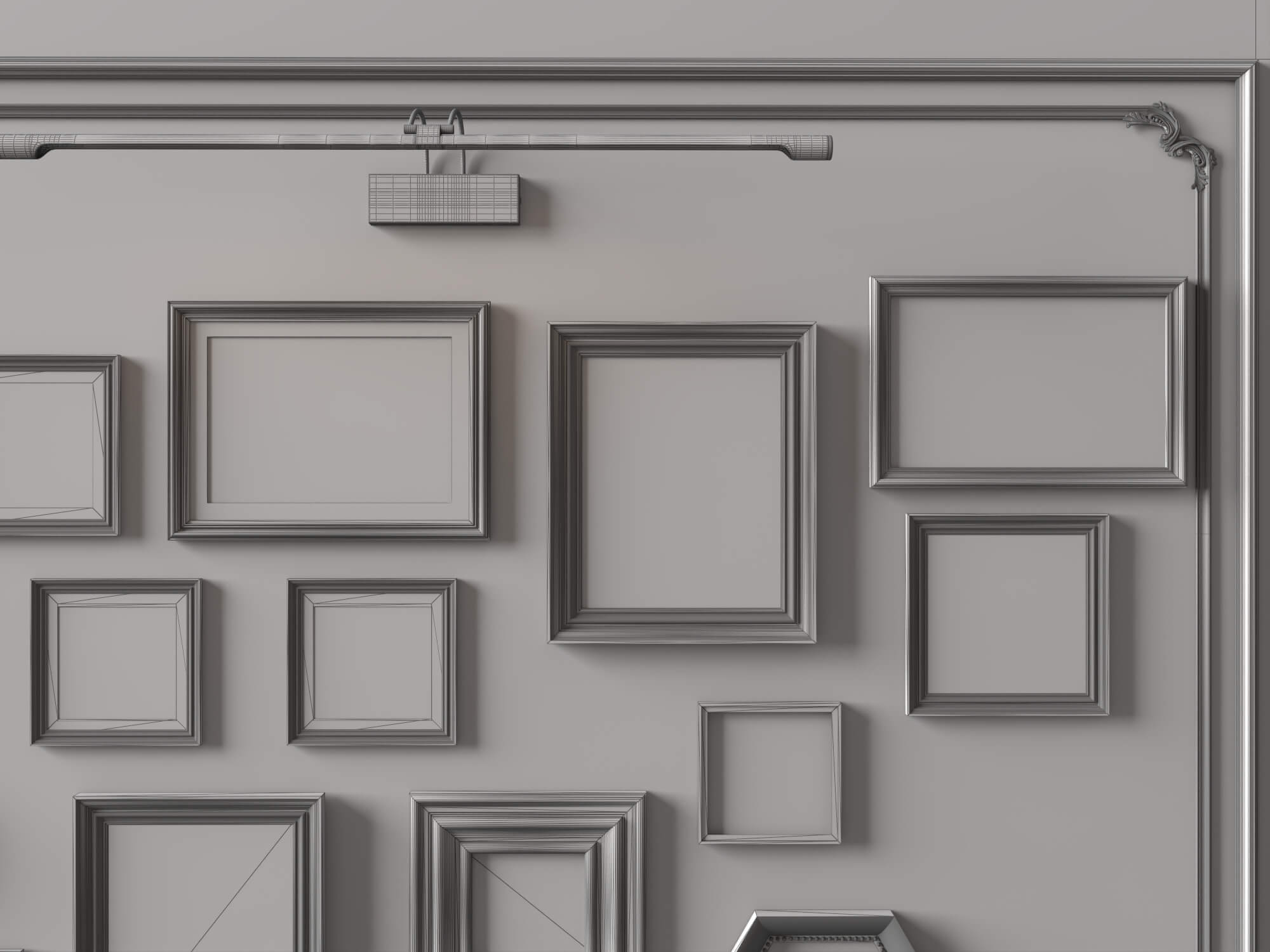 Classic Painting Gallery Wall 3D Asset 3D Model