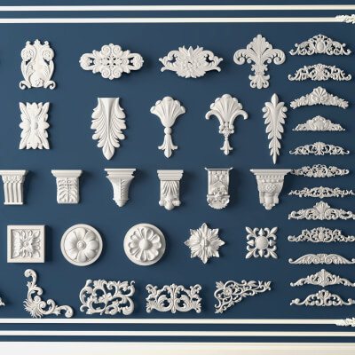 Classic Plaster Ornament Corbels and Rosette Molding Set