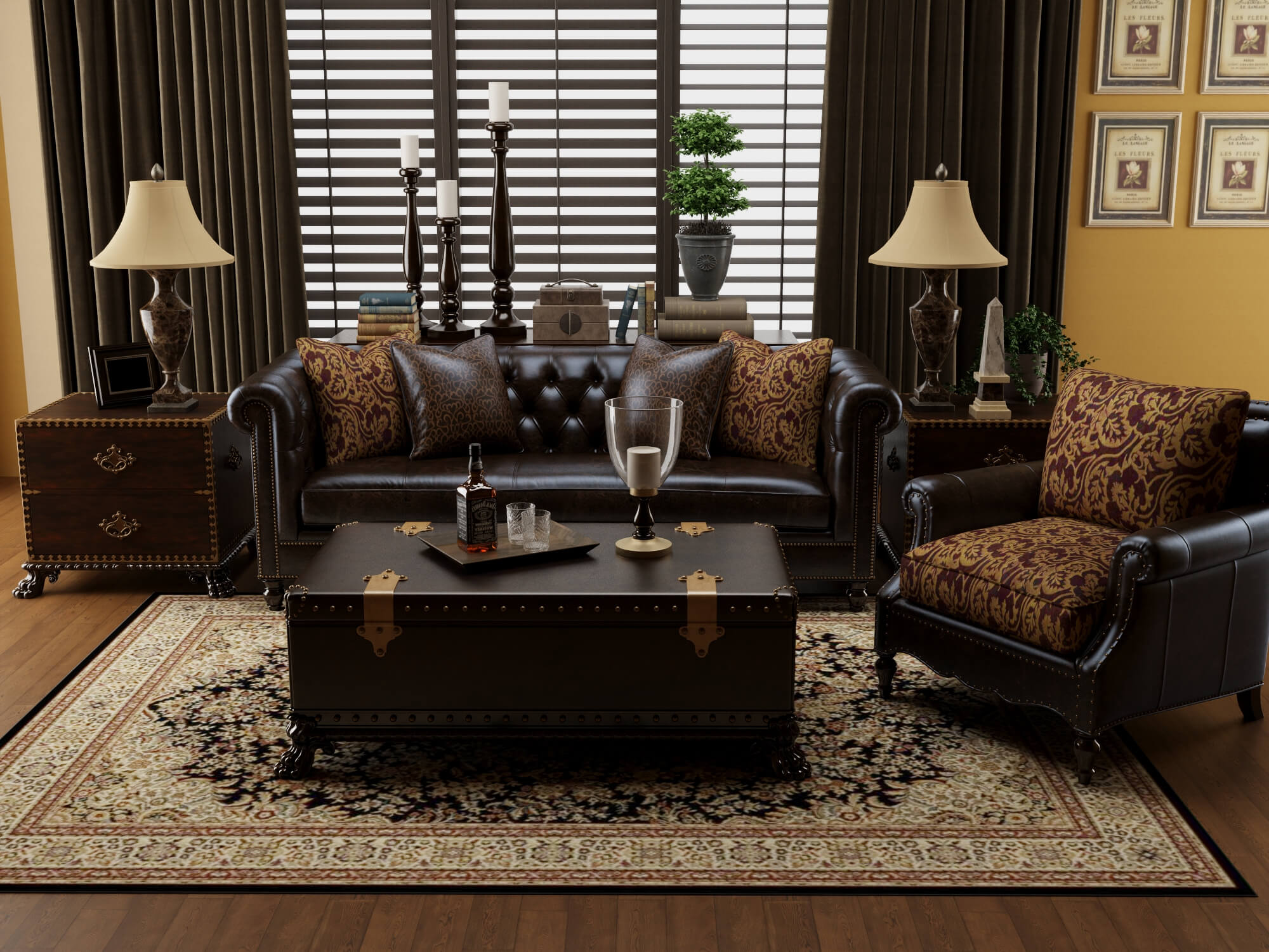 Classic Traditional Living Room Interior 3d Model 3D Model