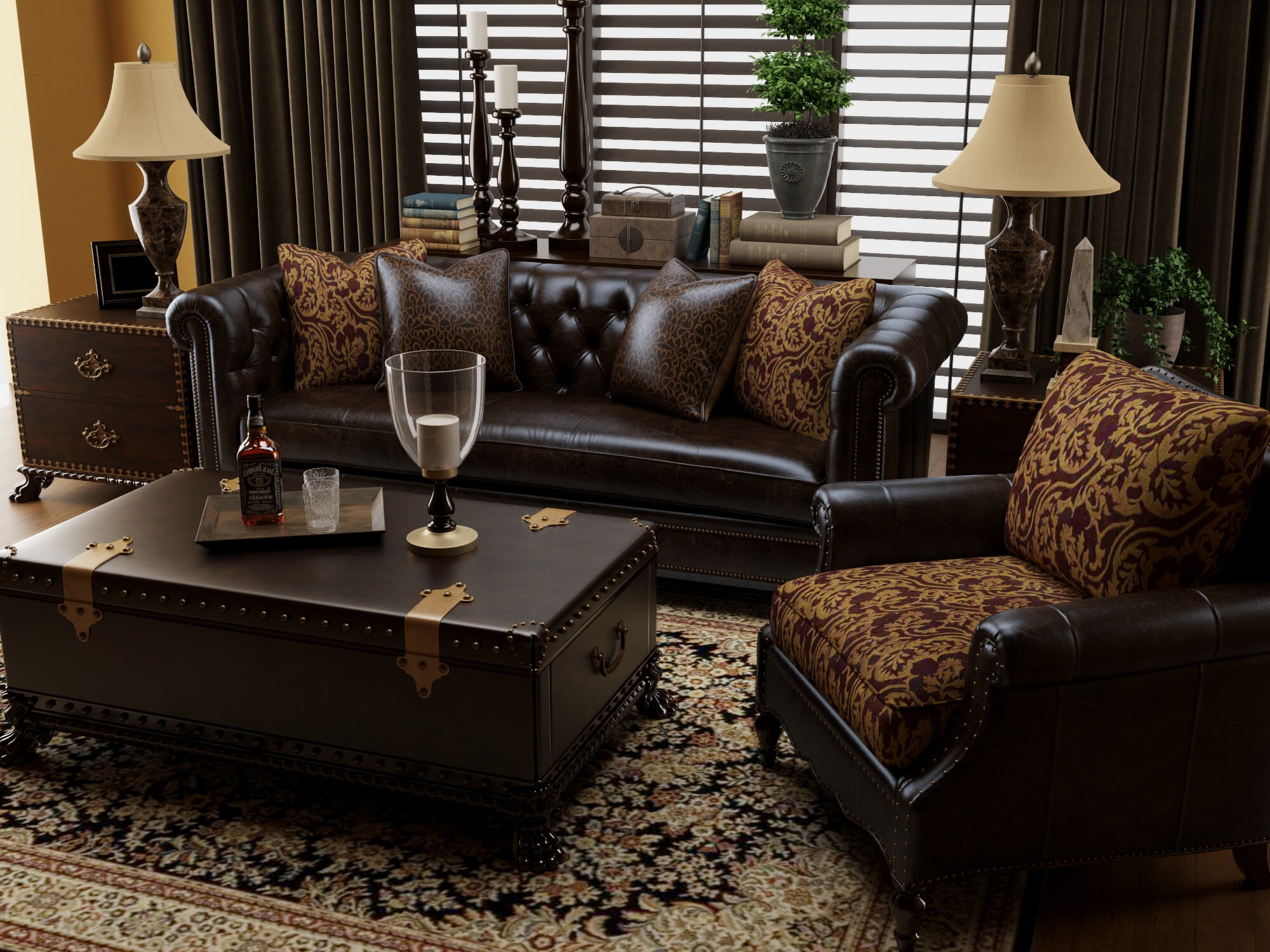 Classic Traditional Living Room Interior 3d Model 3D Model