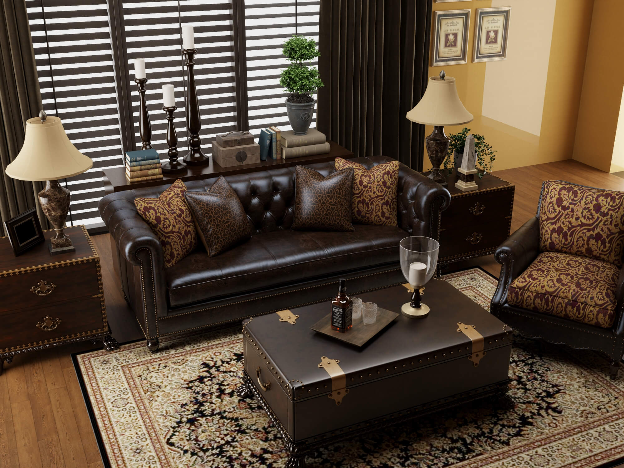 Classic Traditional Living Room Interior 3d Model 3D Model