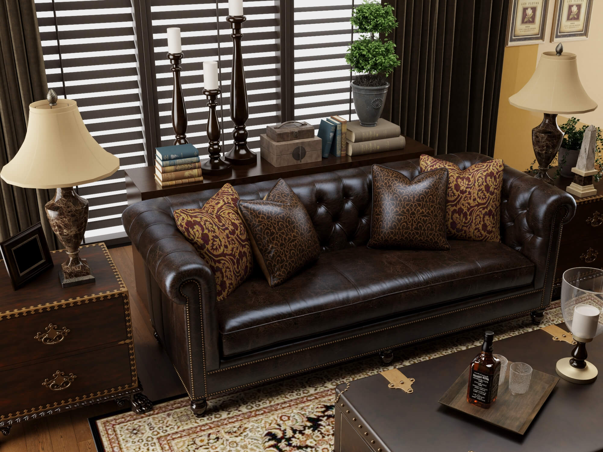 Classic Traditional Living Room Interior 3d Model 3D Model