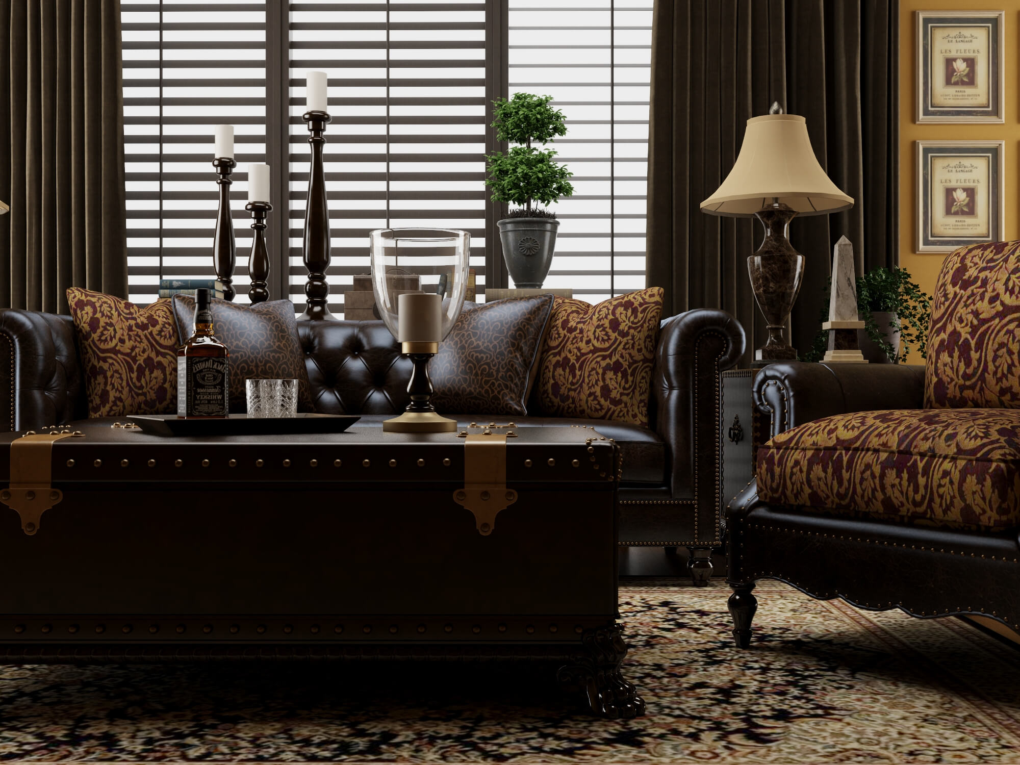 Classic Traditional Living Room Interior 3d Model 3D Model