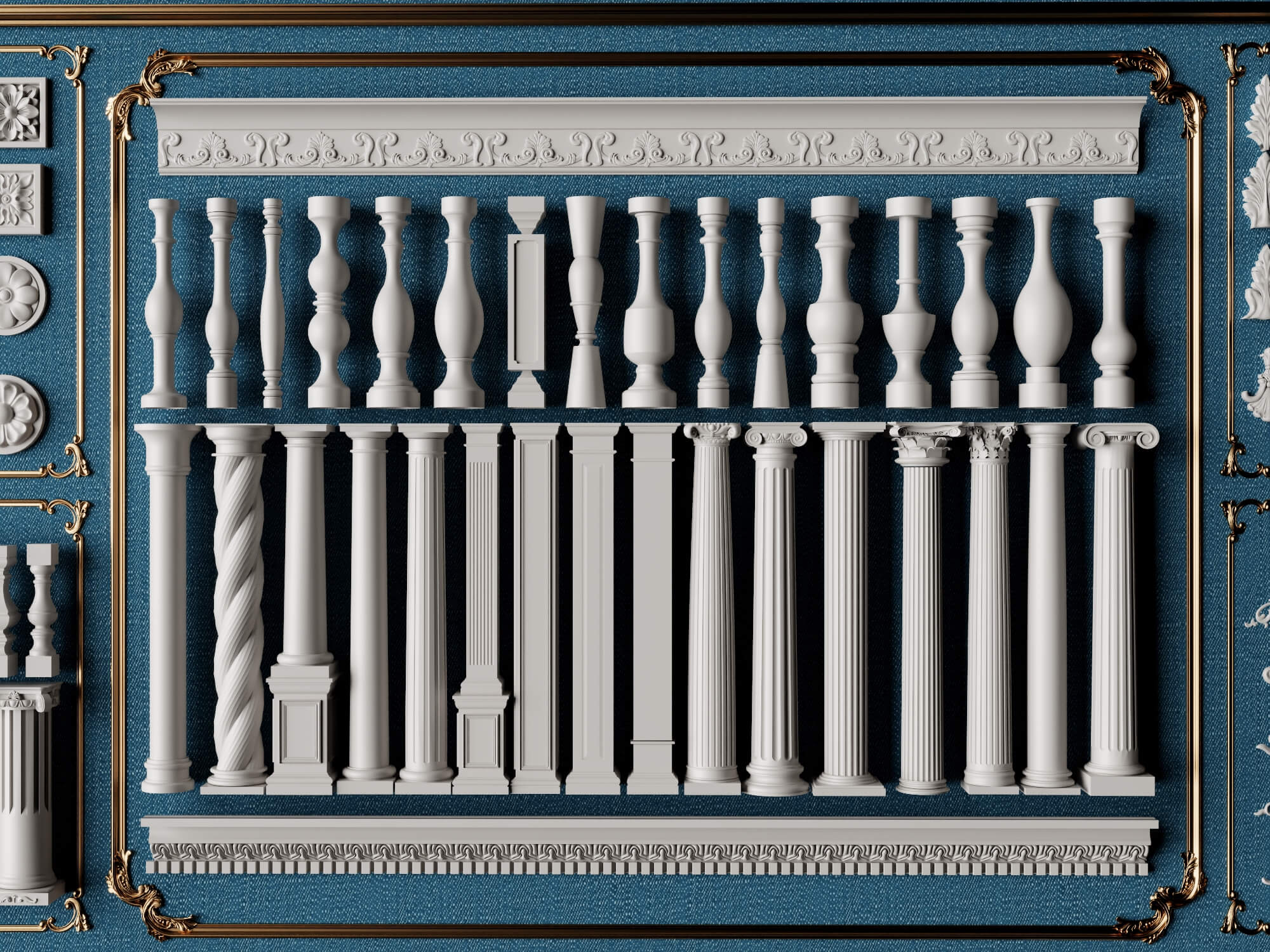Classical Column Baluster and Plaster Ornament Mega Pack 3D Model