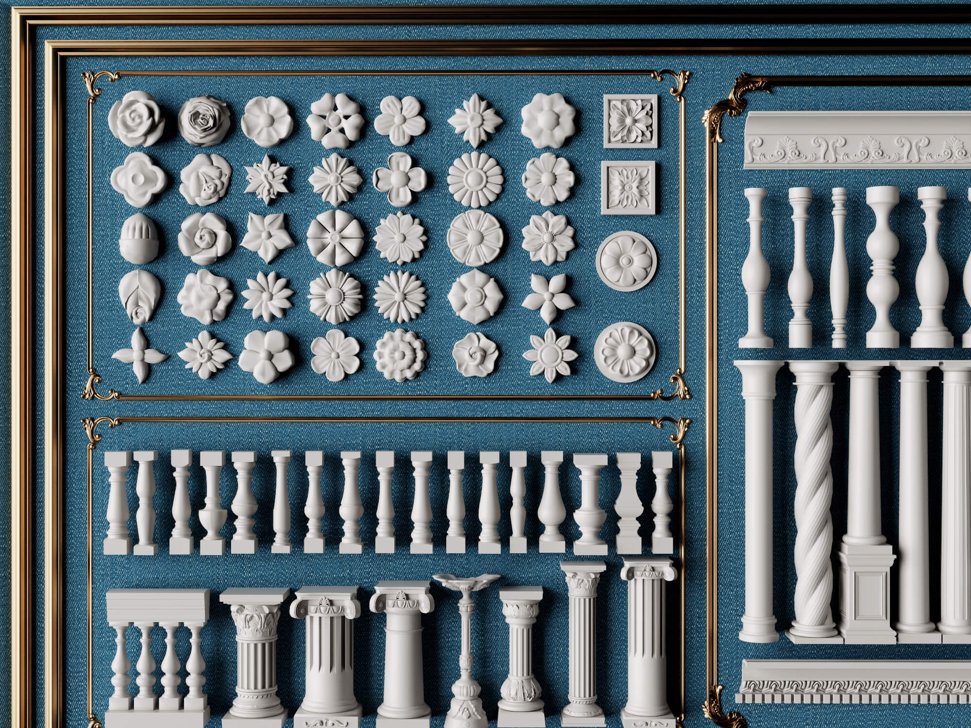 Classical Column Baluster and Plaster Ornament Mega Pack 3D Model