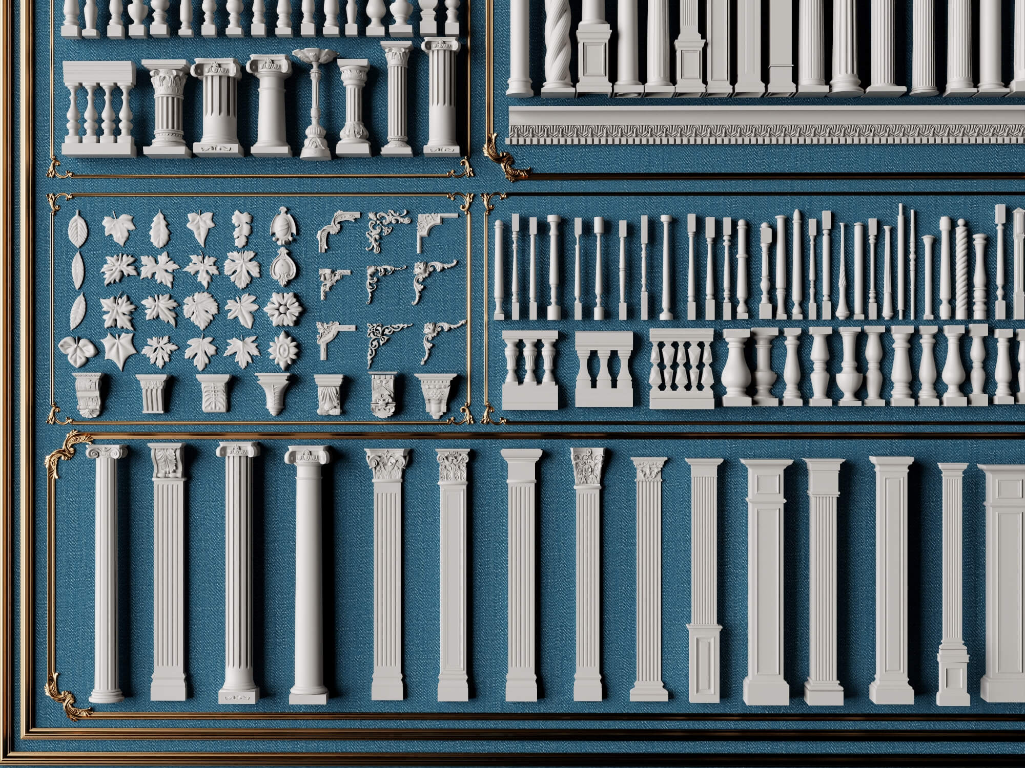 Classical Column Baluster and Plaster Ornament Mega Pack 3D Model