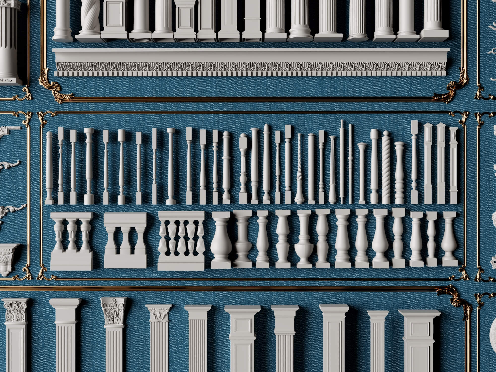 Classical Column Baluster and Plaster Ornament Mega Pack 3D Model