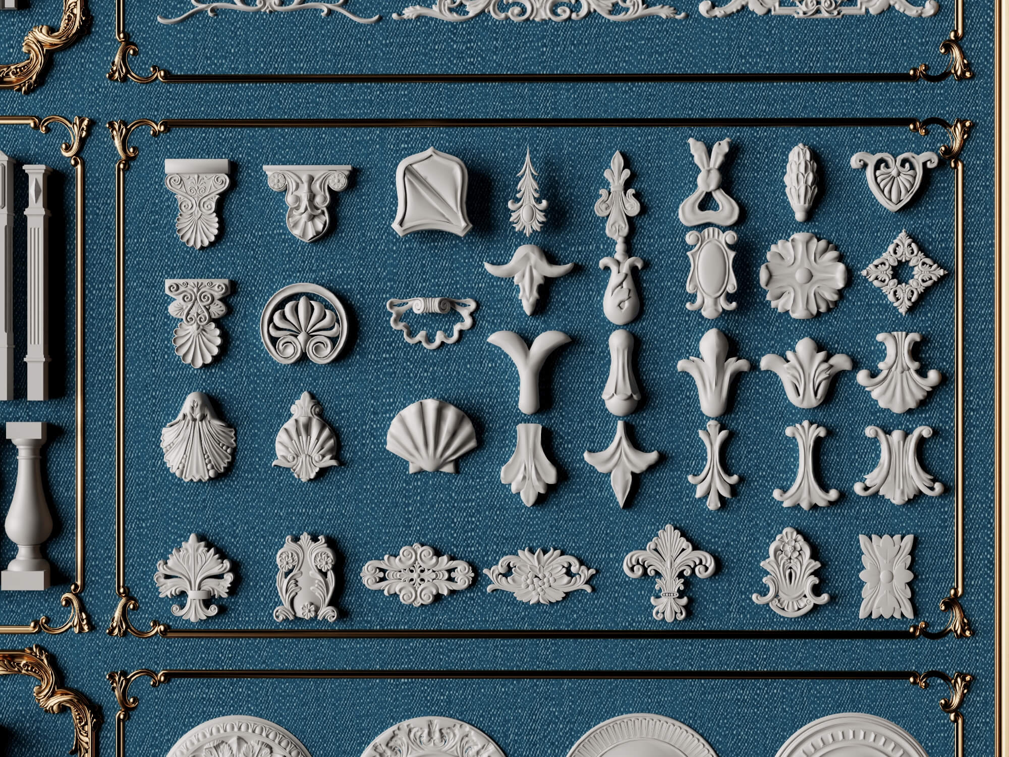 Classical Column Baluster and Plaster Ornament Mega Pack 3D Model