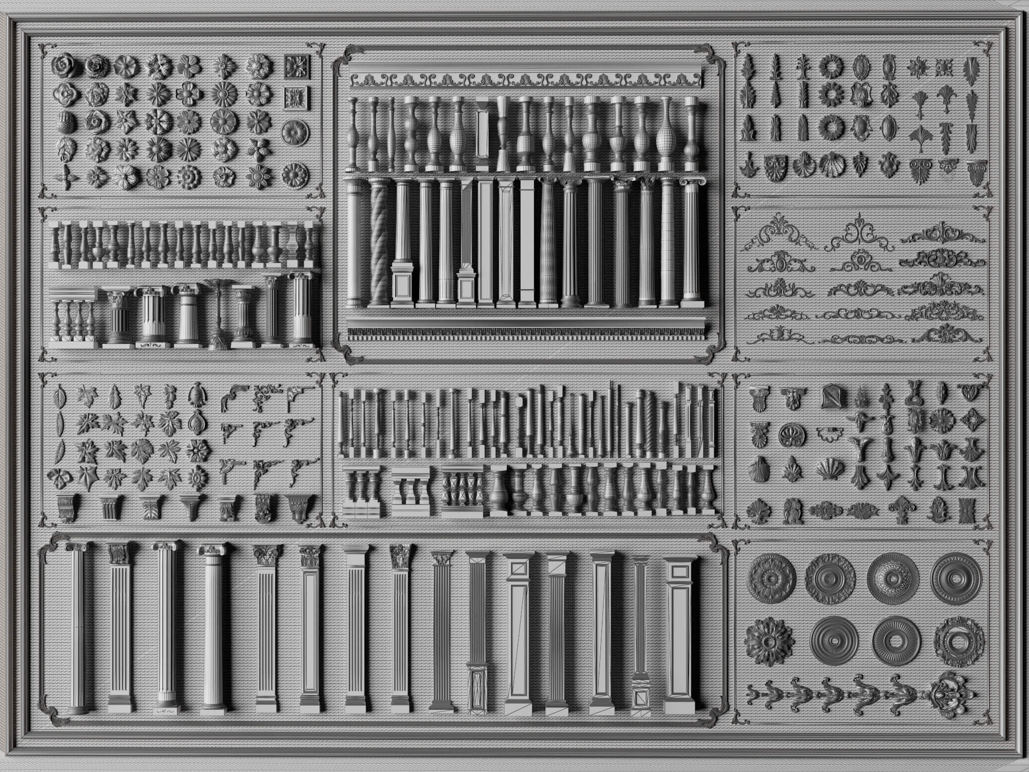 Classical Column Baluster and Plaster Ornament Mega Pack 3D Model