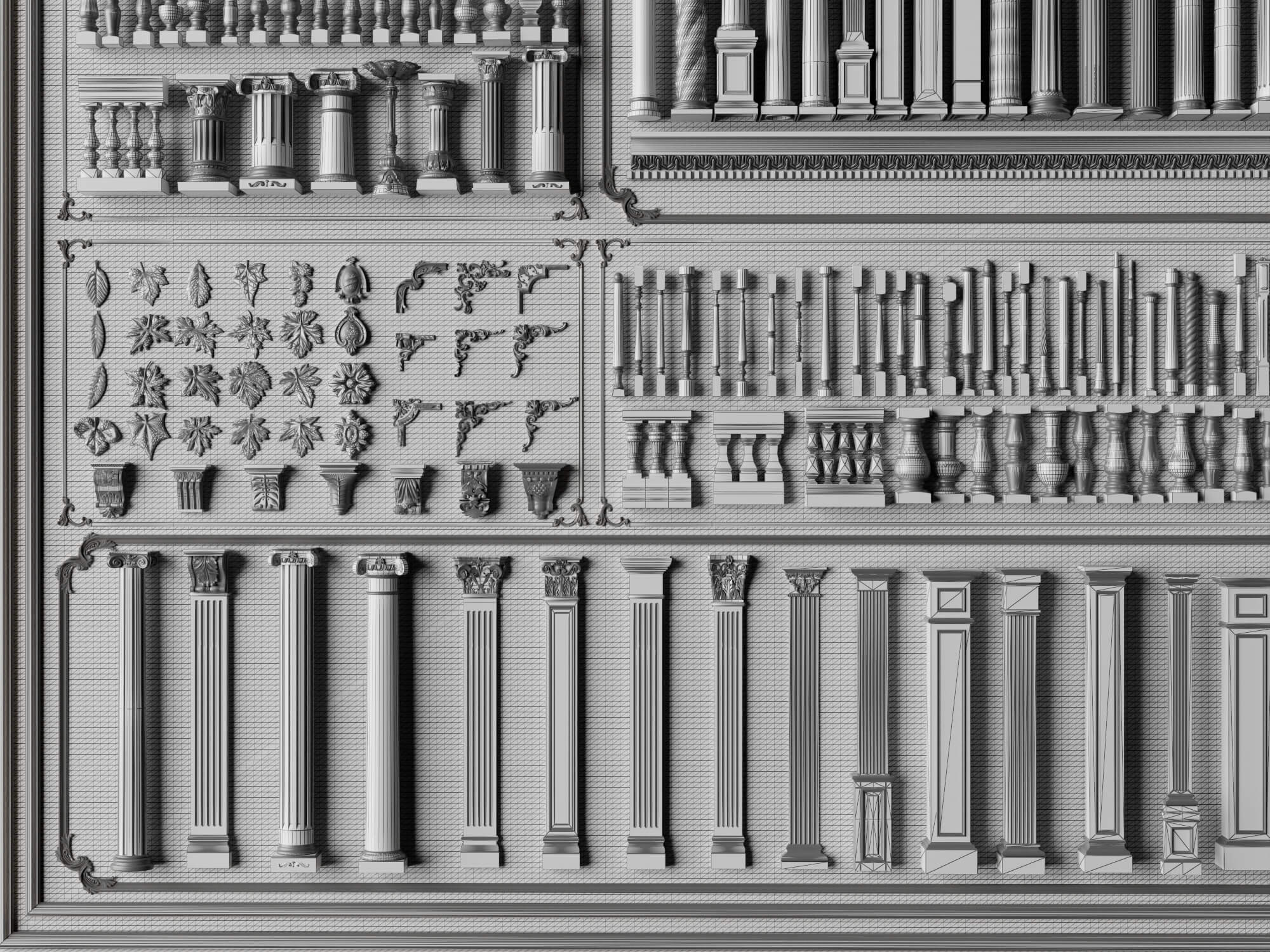 Classical Column Baluster and Plaster Ornament Mega Pack 3D Model