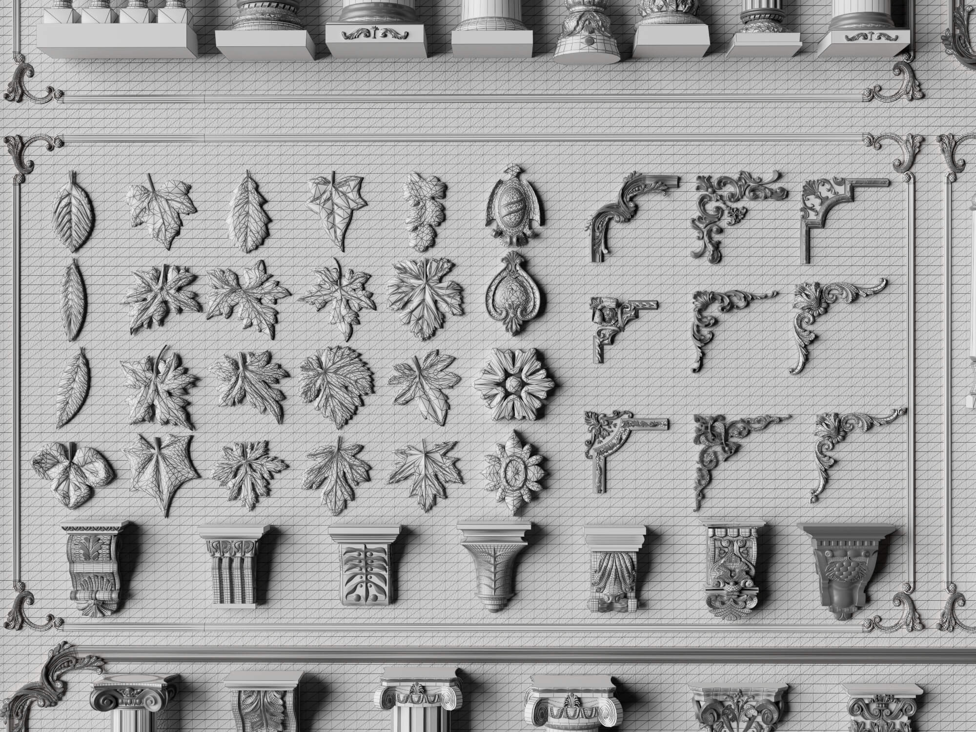 Classical Column Baluster and Plaster Ornament Mega Pack 3D Model