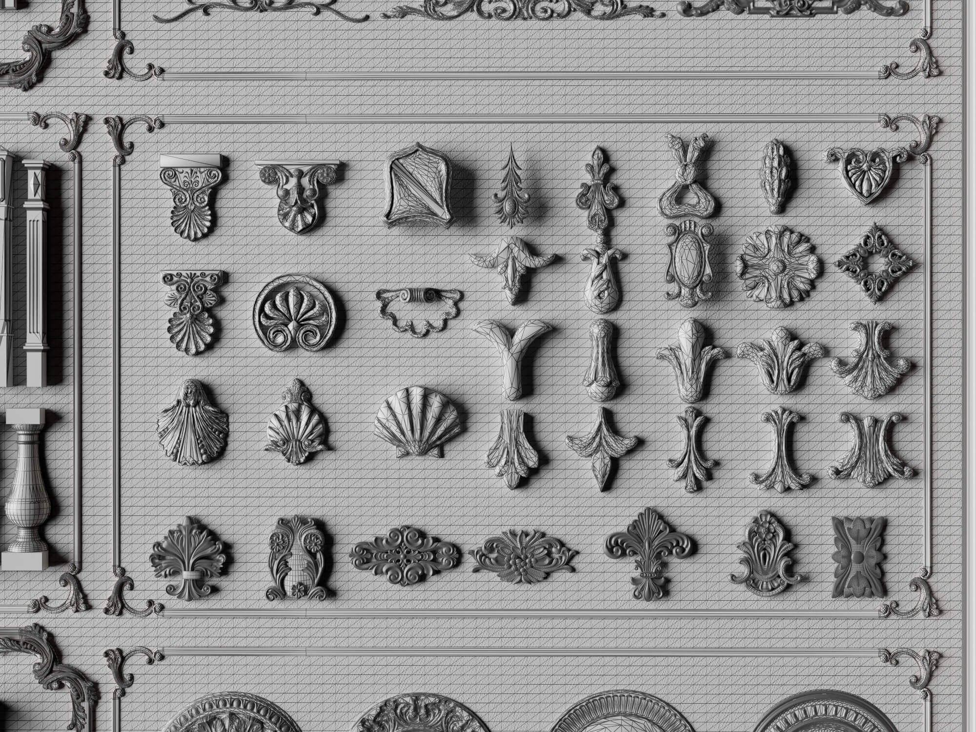 Classical Column Baluster and Plaster Ornament Mega Pack 3D Model