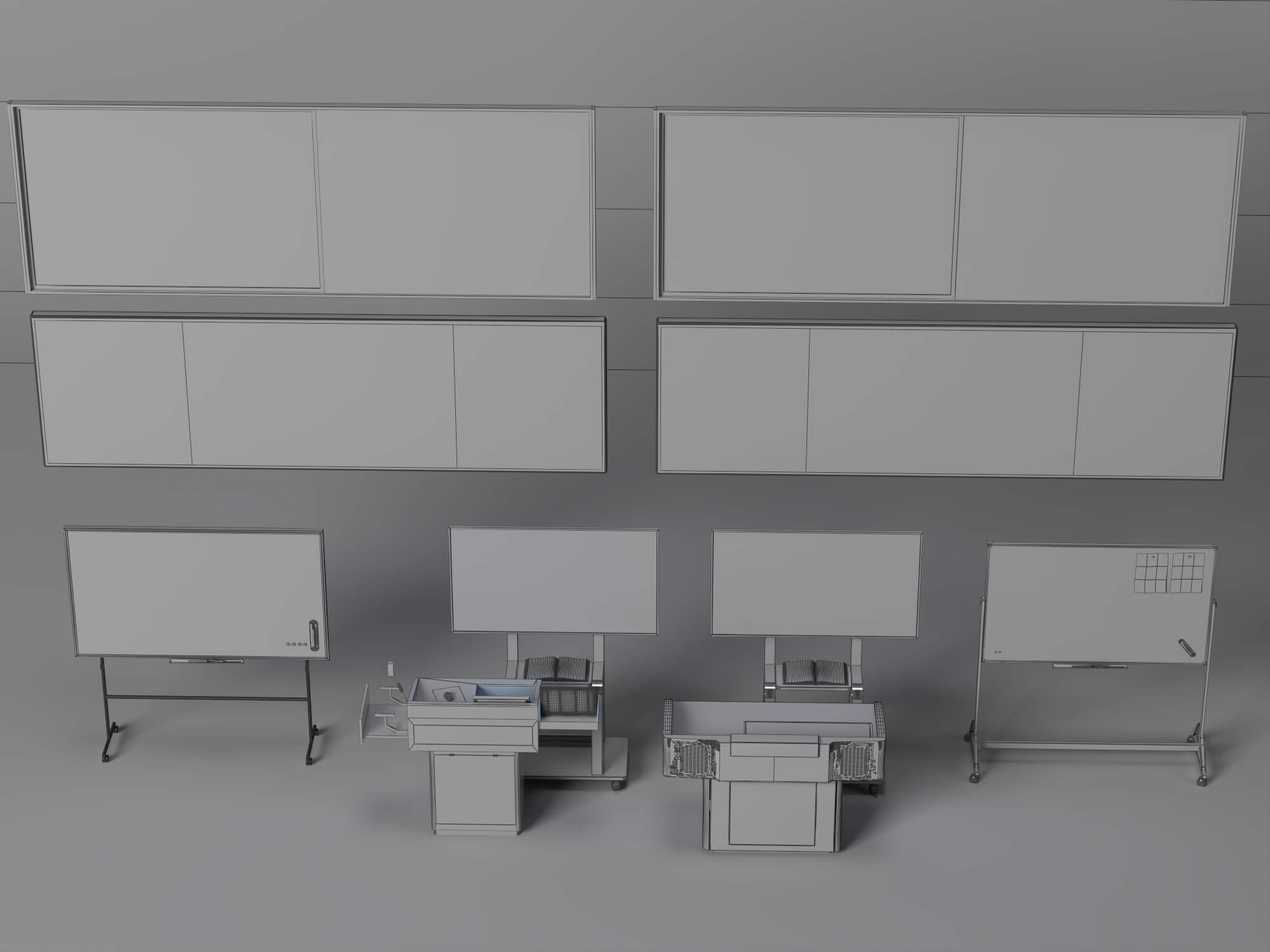 Classroom Teaching Equipment Collection 3D Model