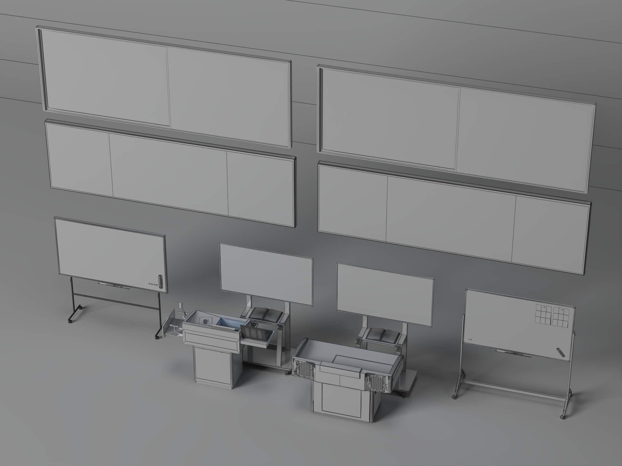 Classroom Teaching Equipment Collection 3D Model