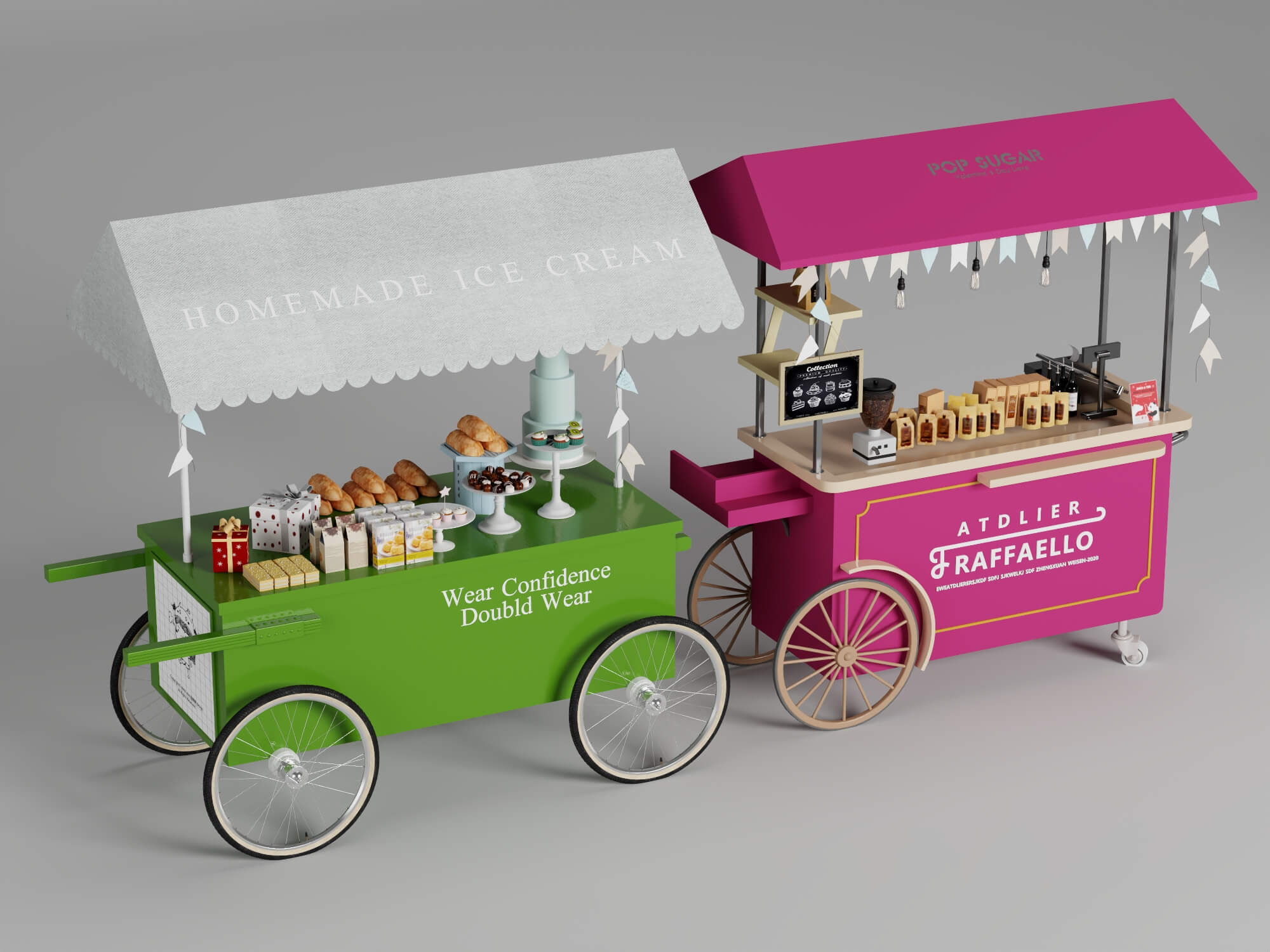 Colorful Food Cart 3D Models 3D Model