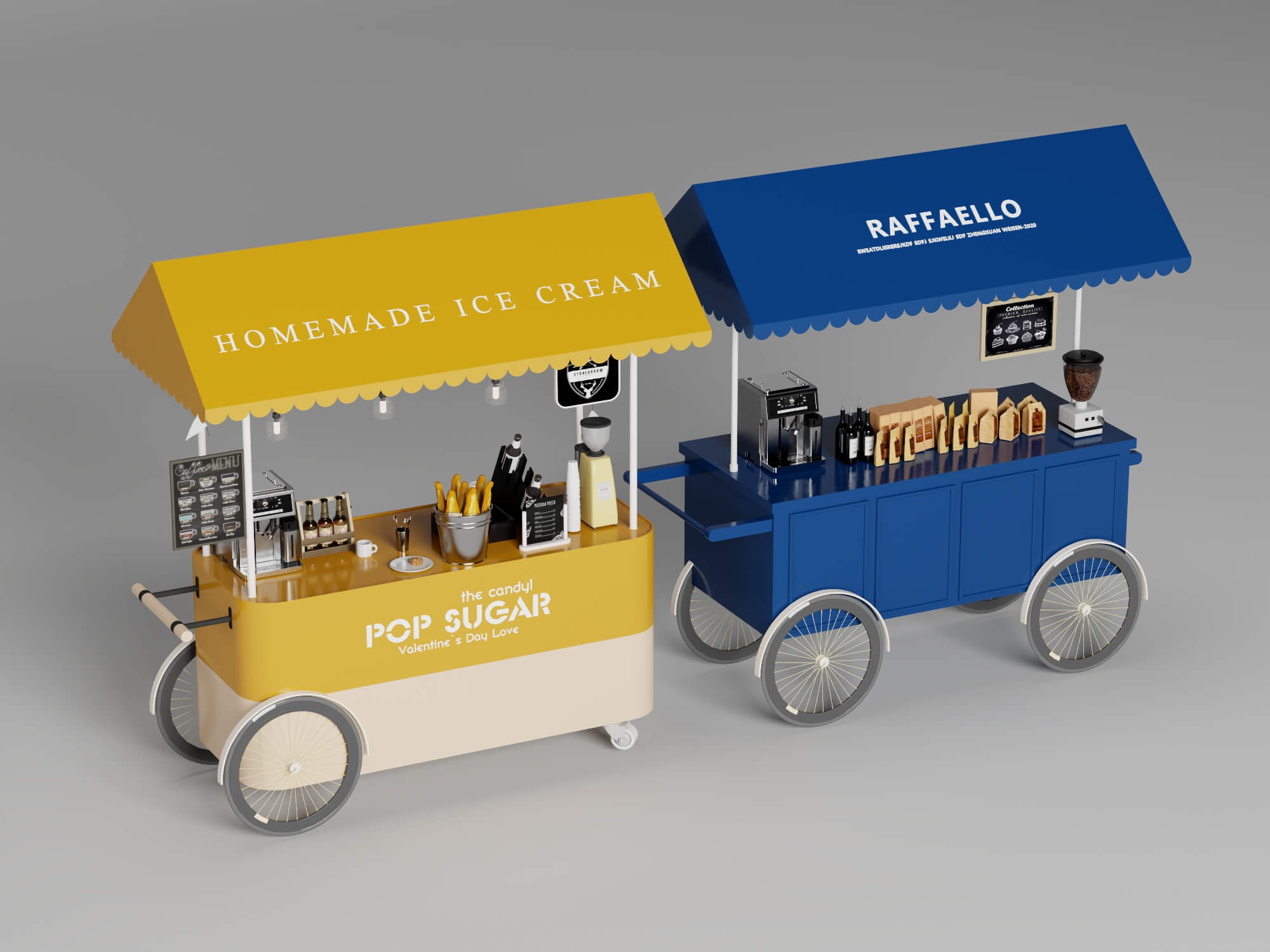 Colorful Food Cart 3D Models 3D Model