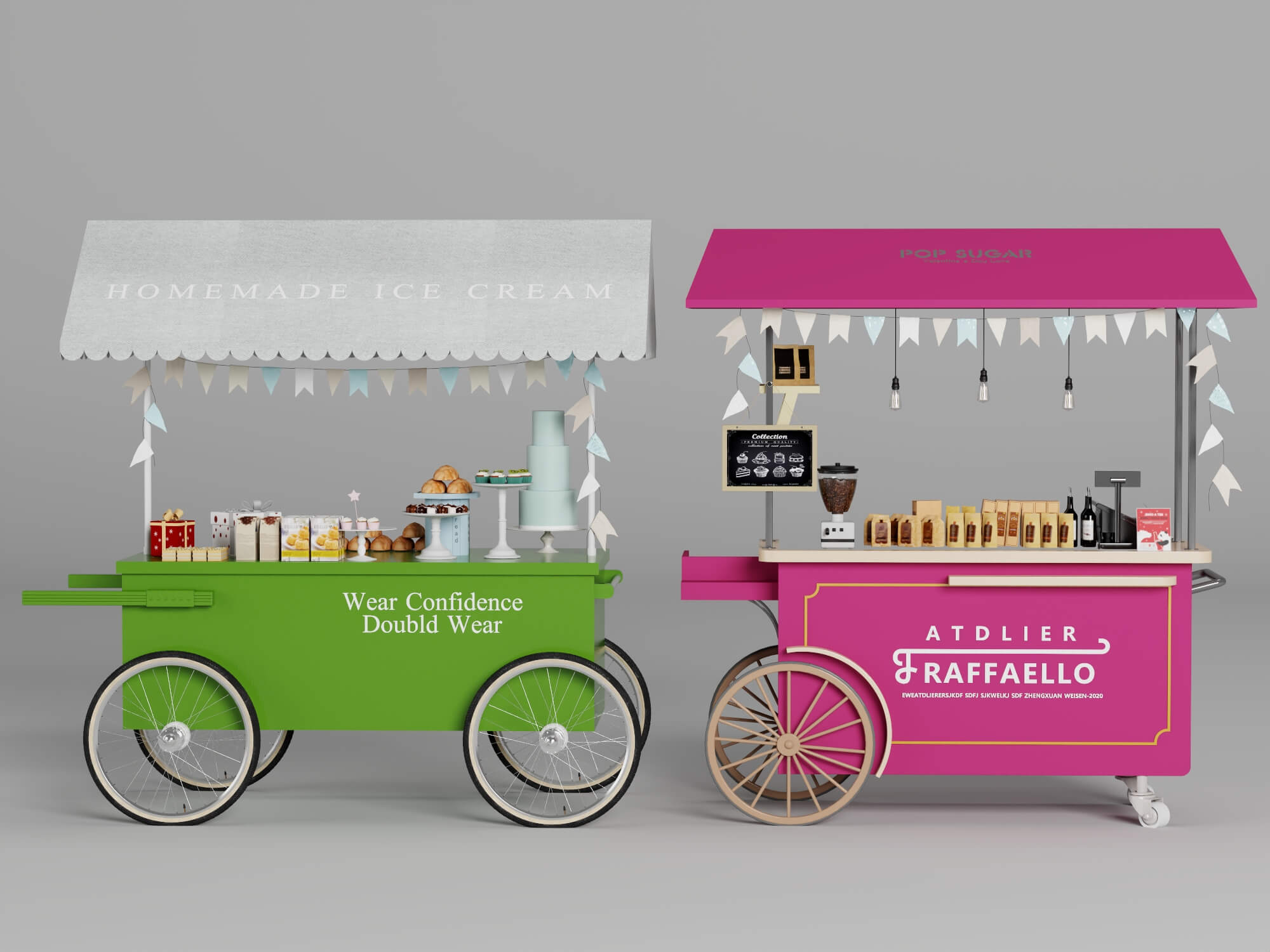 Colorful Food Cart 3D Models 3D Model