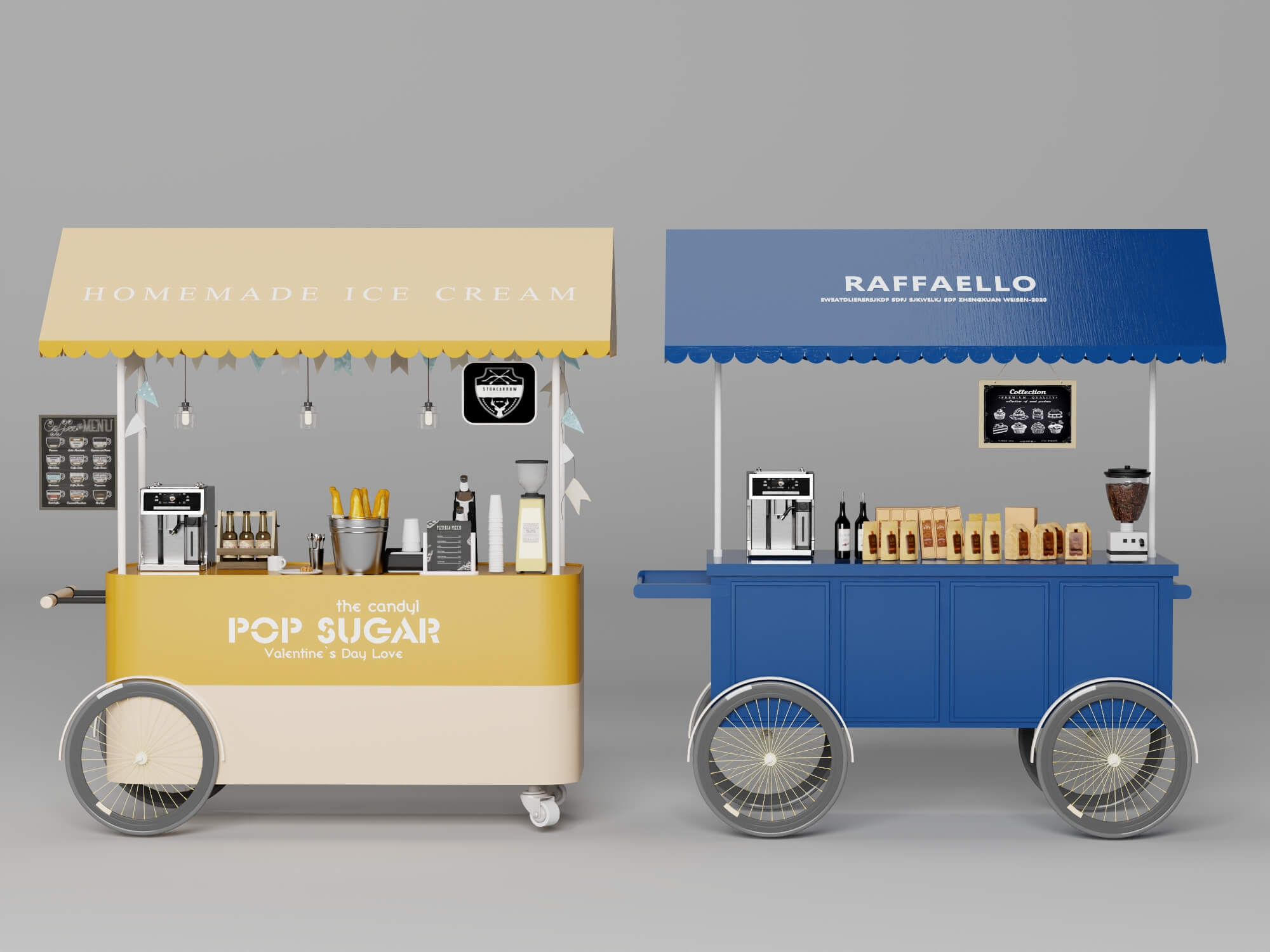 Colorful Food Cart 3D Models 3D Model