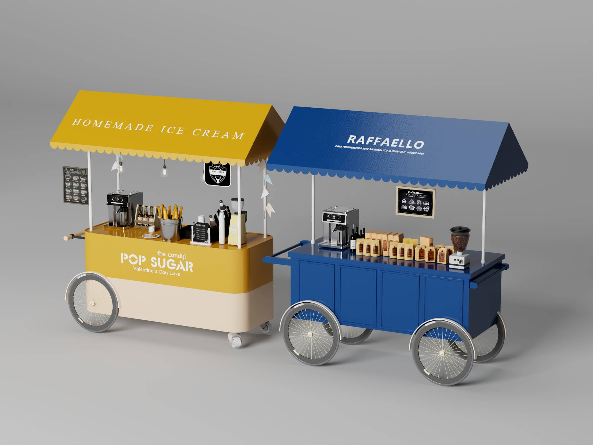 Colorful Food Cart 3D Models 3D Model