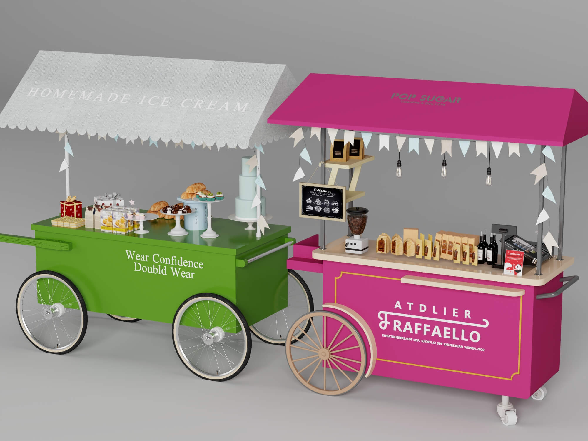Colorful Food Cart 3D Models 3D Model