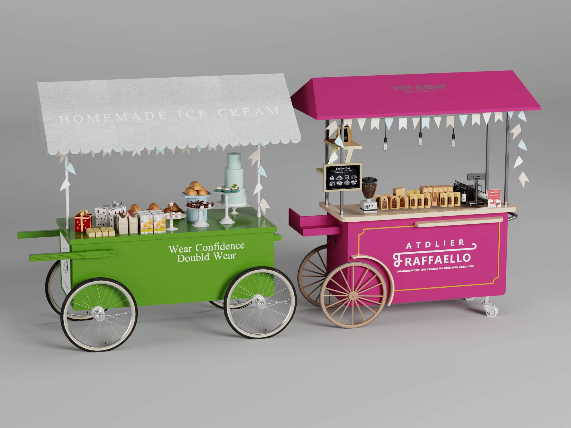 Colorful Food Cart 3D Models 3D Model