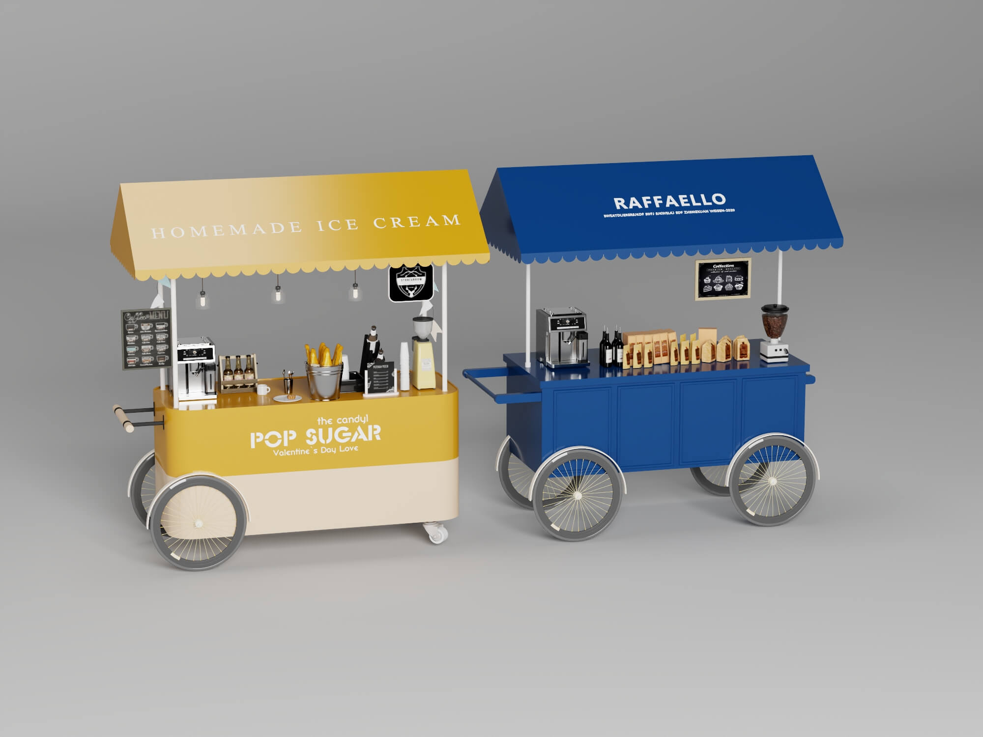 Colorful Food Cart 3D Models 3D Model