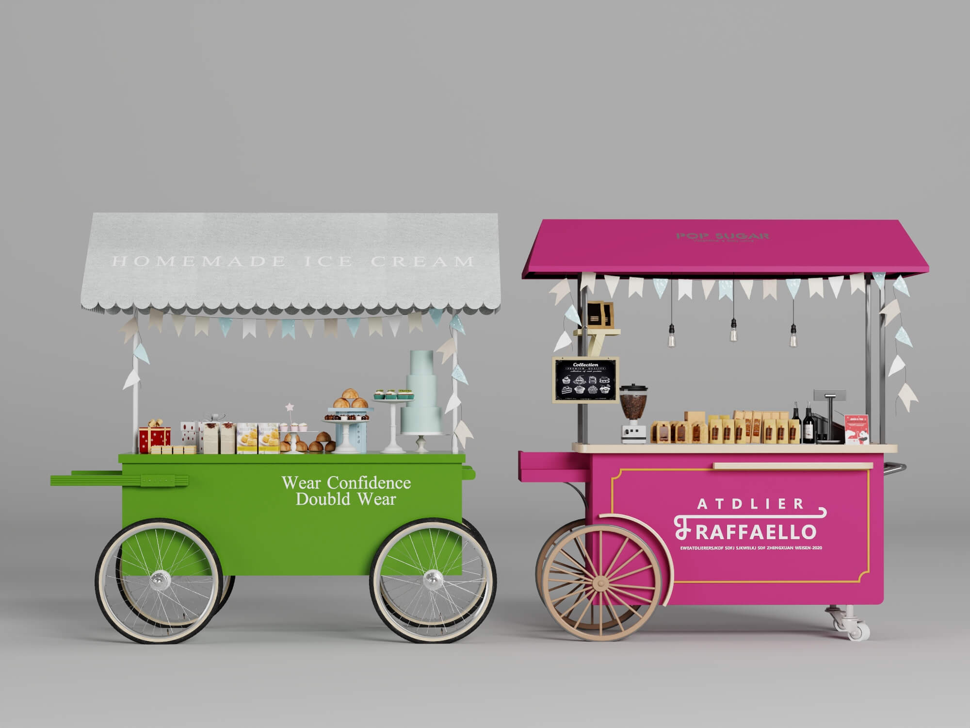 Colorful Food Cart 3D Models 3D Model