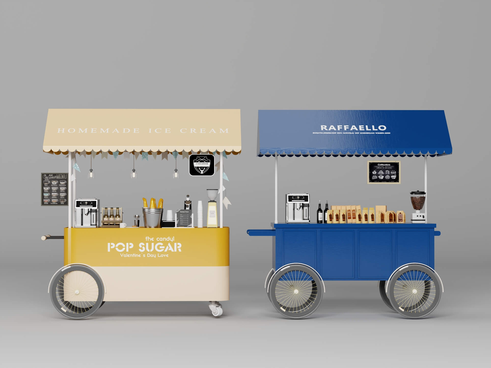 Colorful Food Cart 3D Models 3D Model