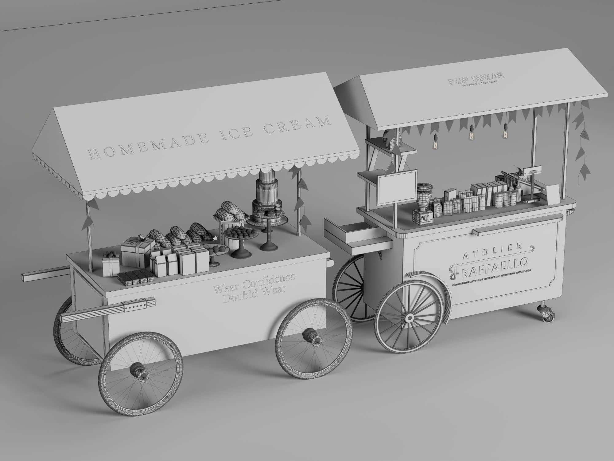 Colorful Food Cart 3D Models 3D Model