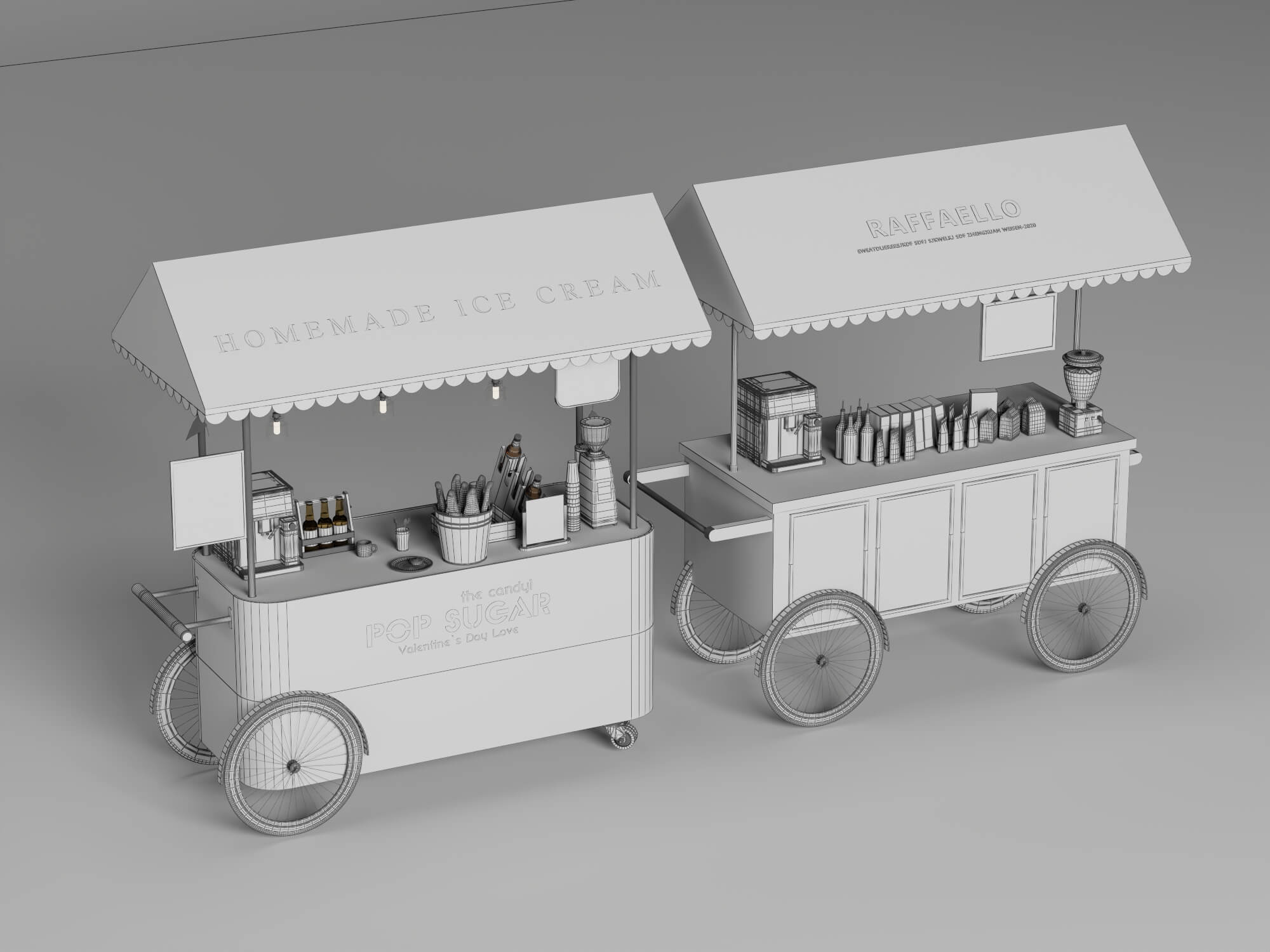 Colorful Food Cart 3D Models 3D Model