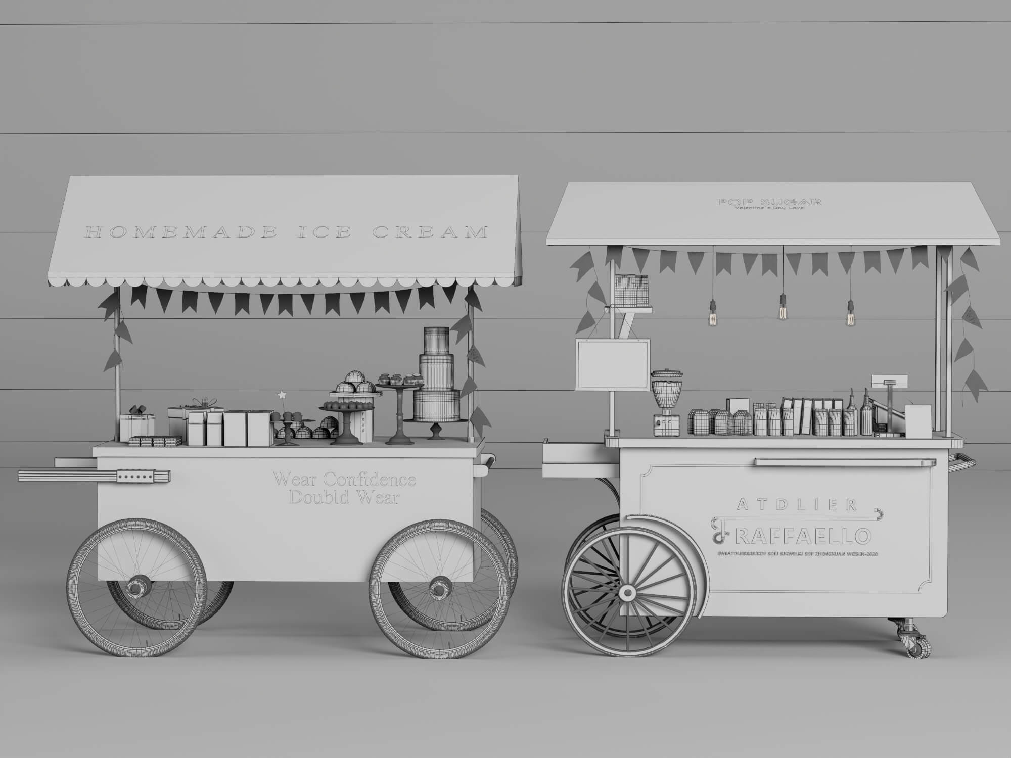 Colorful Food Cart 3D Models 3D Model
