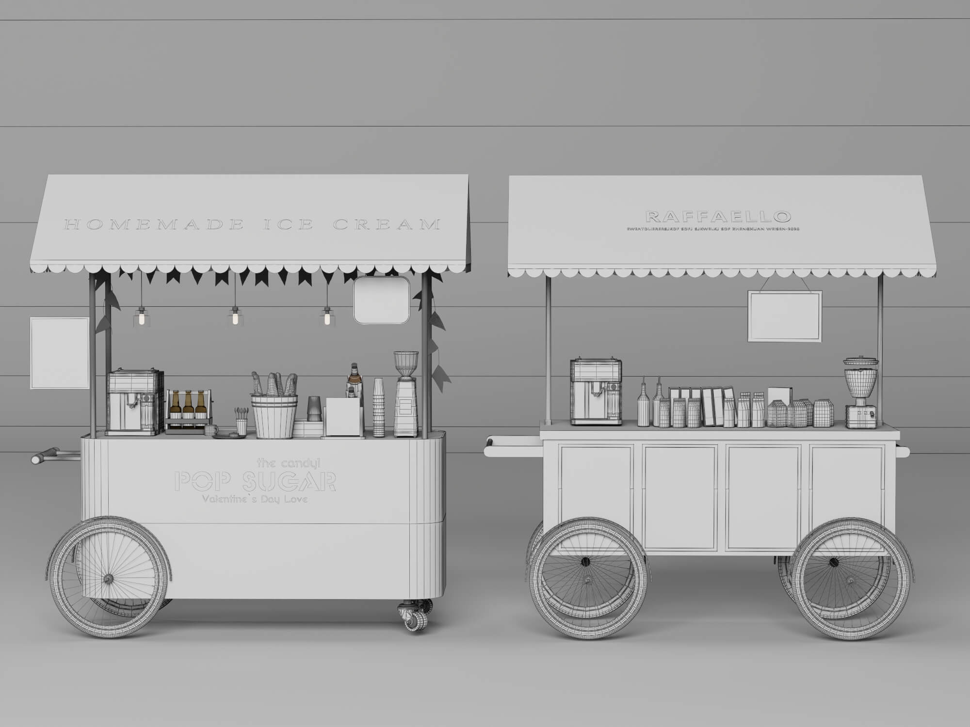 Colorful Food Cart 3D Models 3D Model