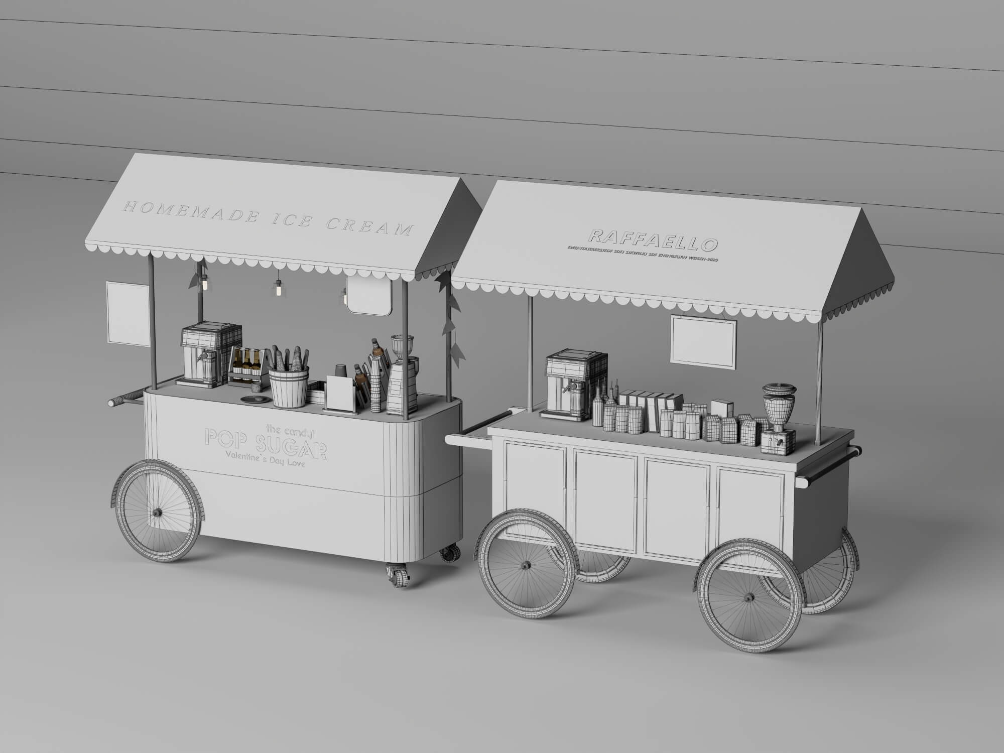 Colorful Food Cart 3D Models 3D Model