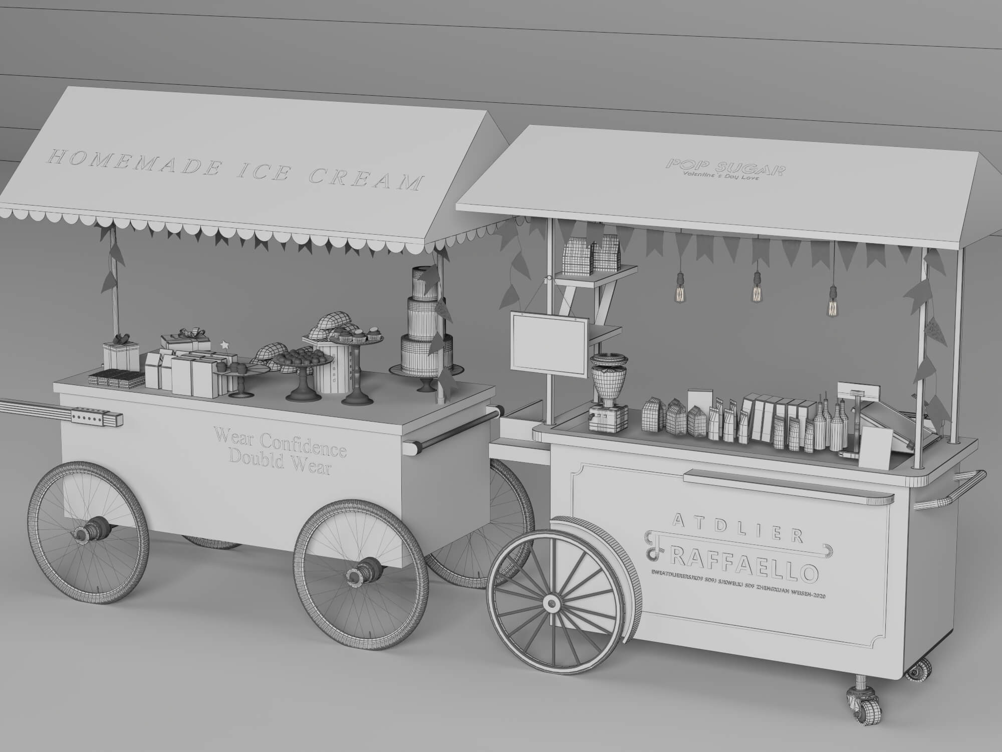 Colorful Food Cart 3D Models 3D Model